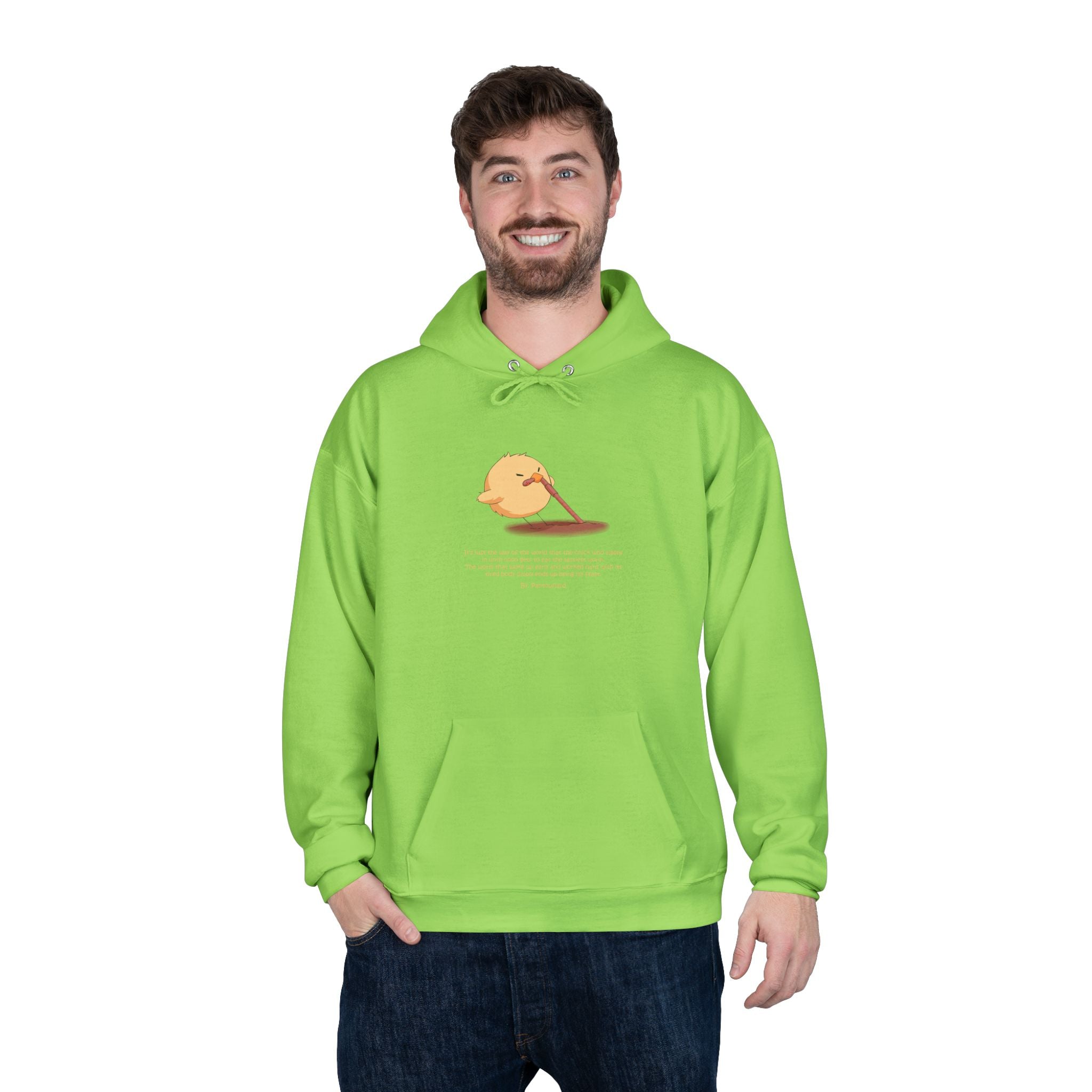 Unisex Light Blue Pantouflard Chick Cotton Blend Pullover Hoodie