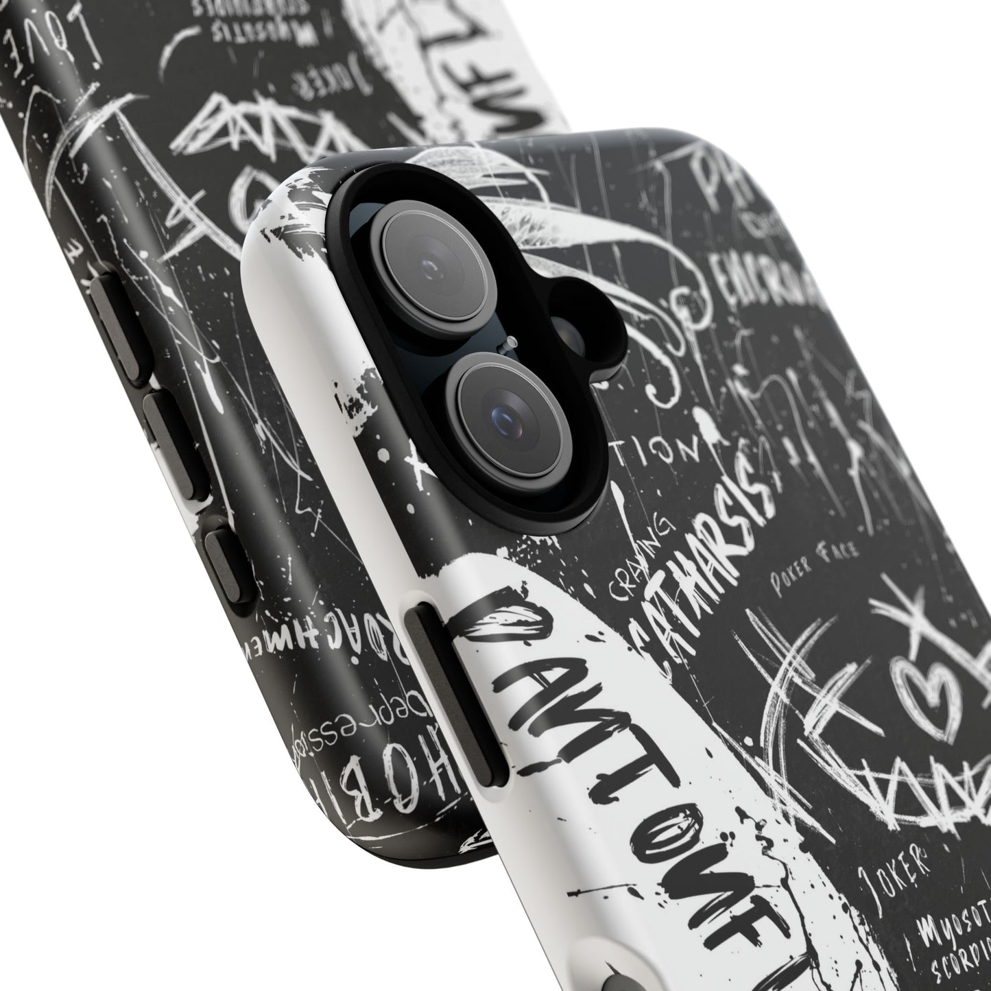 Fundas resistentes: funda atrevida para iPhone, Galaxy, Google Pixel, diseño de grafiti negro, estética urbana, regalo para amantes del arte, accesorios de teléfono modernos, estilo callejero