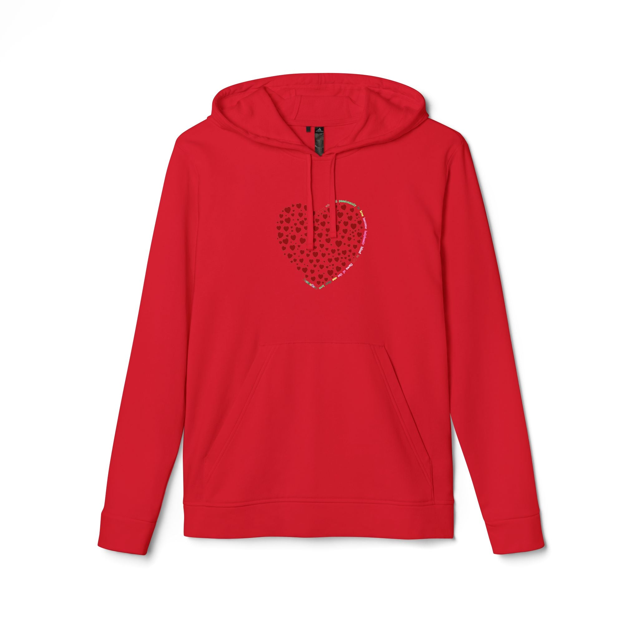 Sudadera con capucha de forro polar para hombre y mujer Adidas® con diseño de corazón rojo