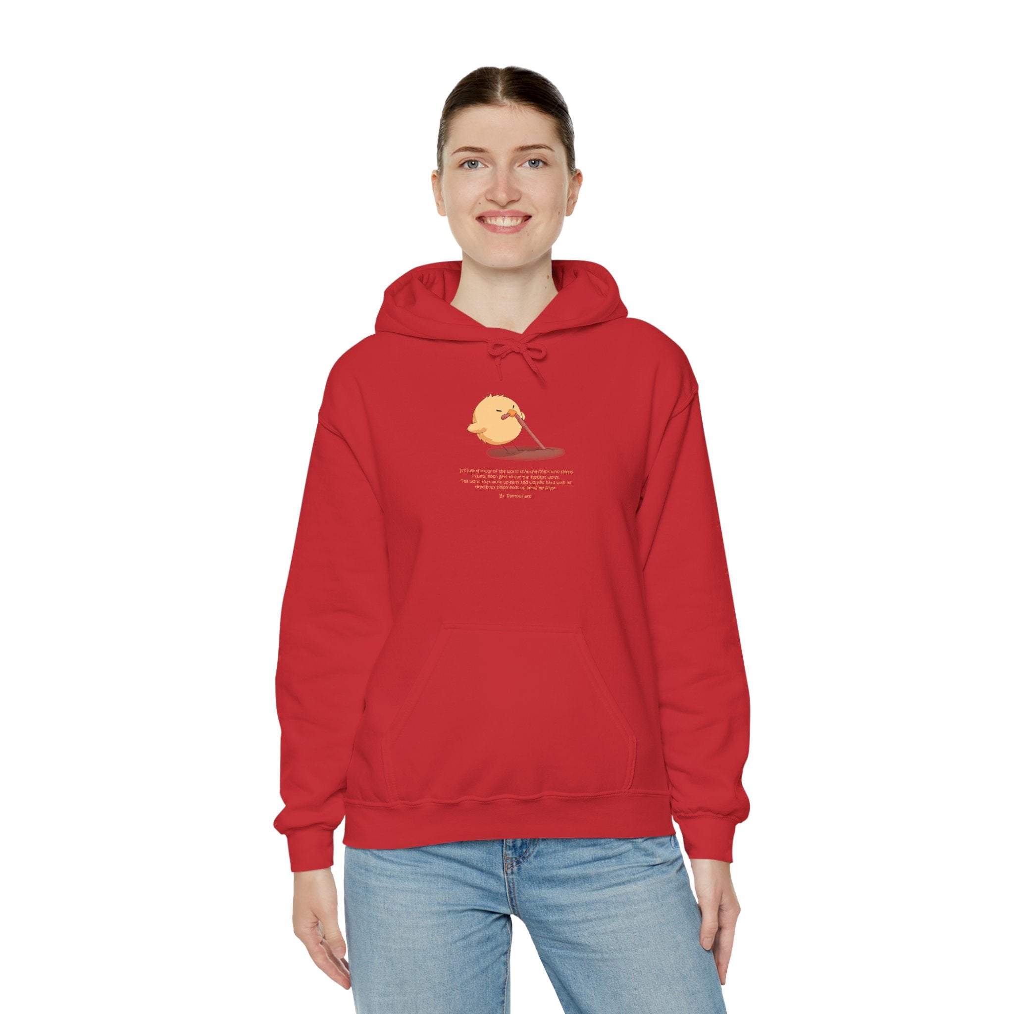 Kitsch Kawaii Chick & Worm Graphic Hoodie - The Quiet Victory (Aesthetic Streetwear Fleece)