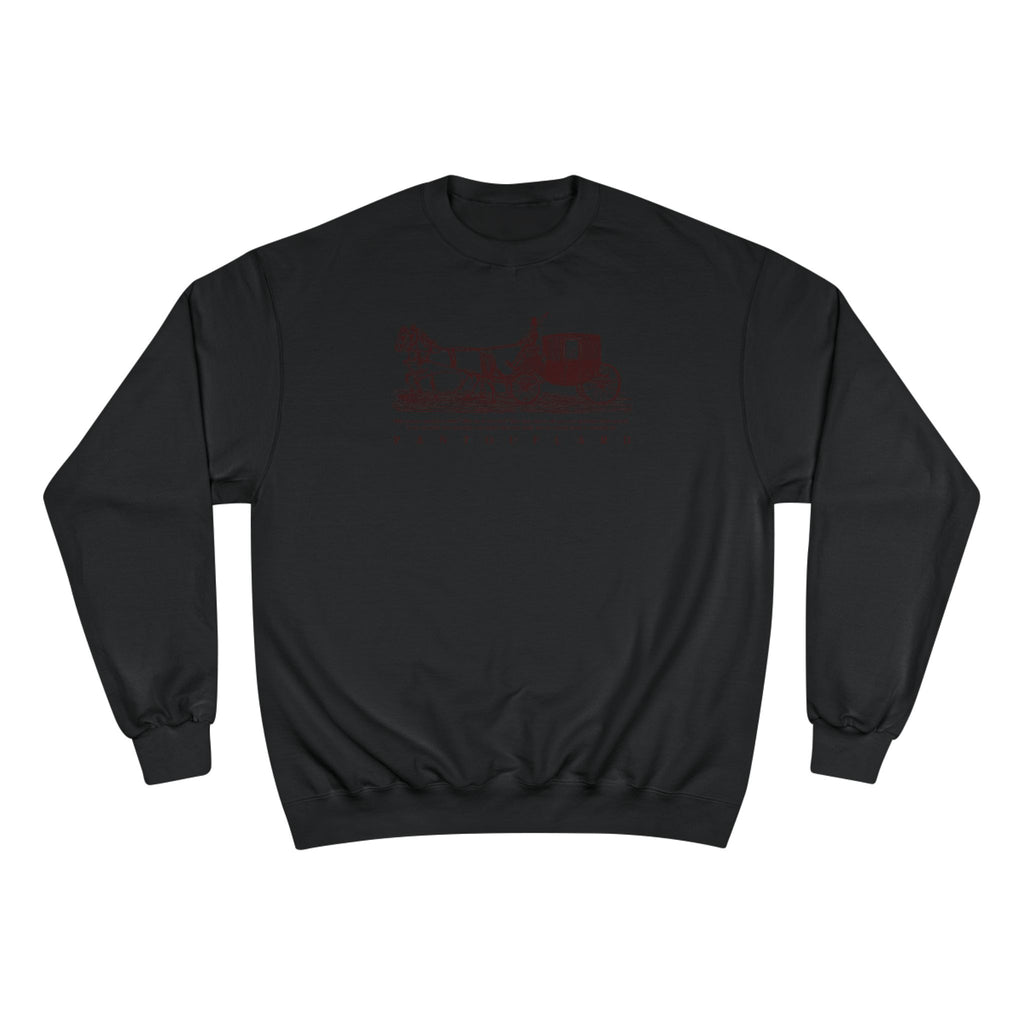 Old Money Equestrian Champion Crewneck - Royal Burgundy Carriage (Authentic Varsity Heritage)