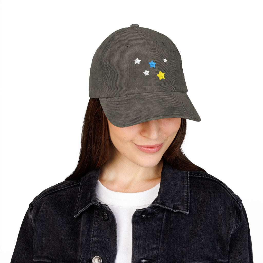Unisex Cassiopeia Star Embroidered Cotton Corduroy Cap