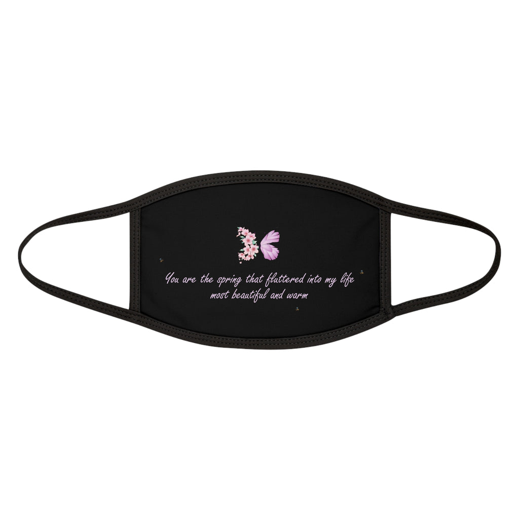 Black Floral Butterfly Spring Quote Mixed-Fabric Face Mask