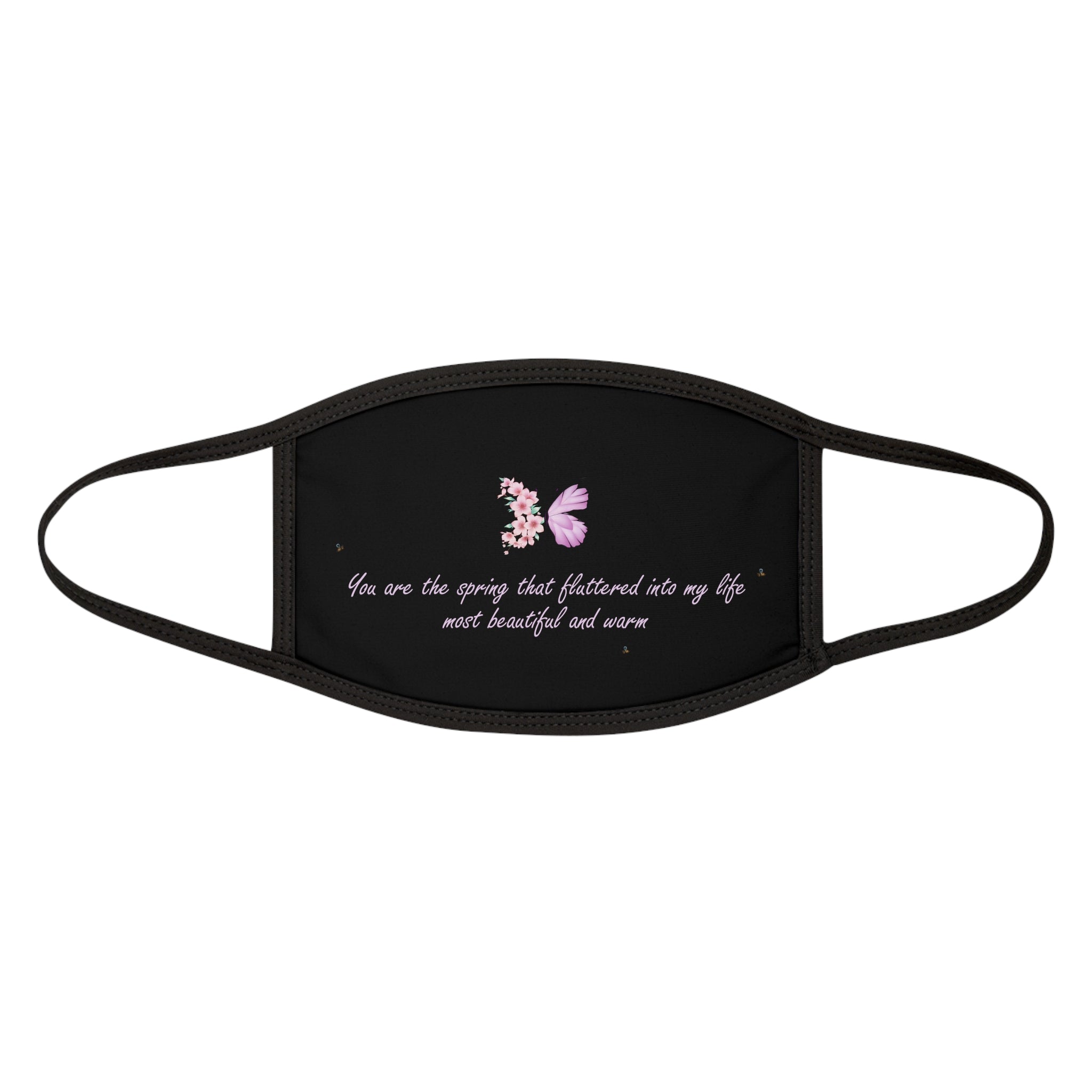 Black Floral Butterfly Spring Quote Mixed-Fabric Face Mask