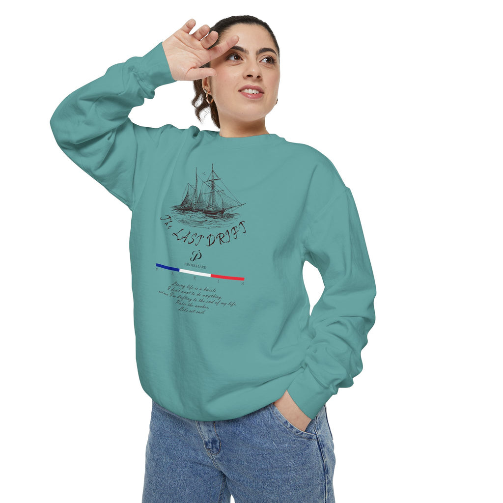 Unisex White Vintage Ship Graphic Cotton Blend Sweatshirt