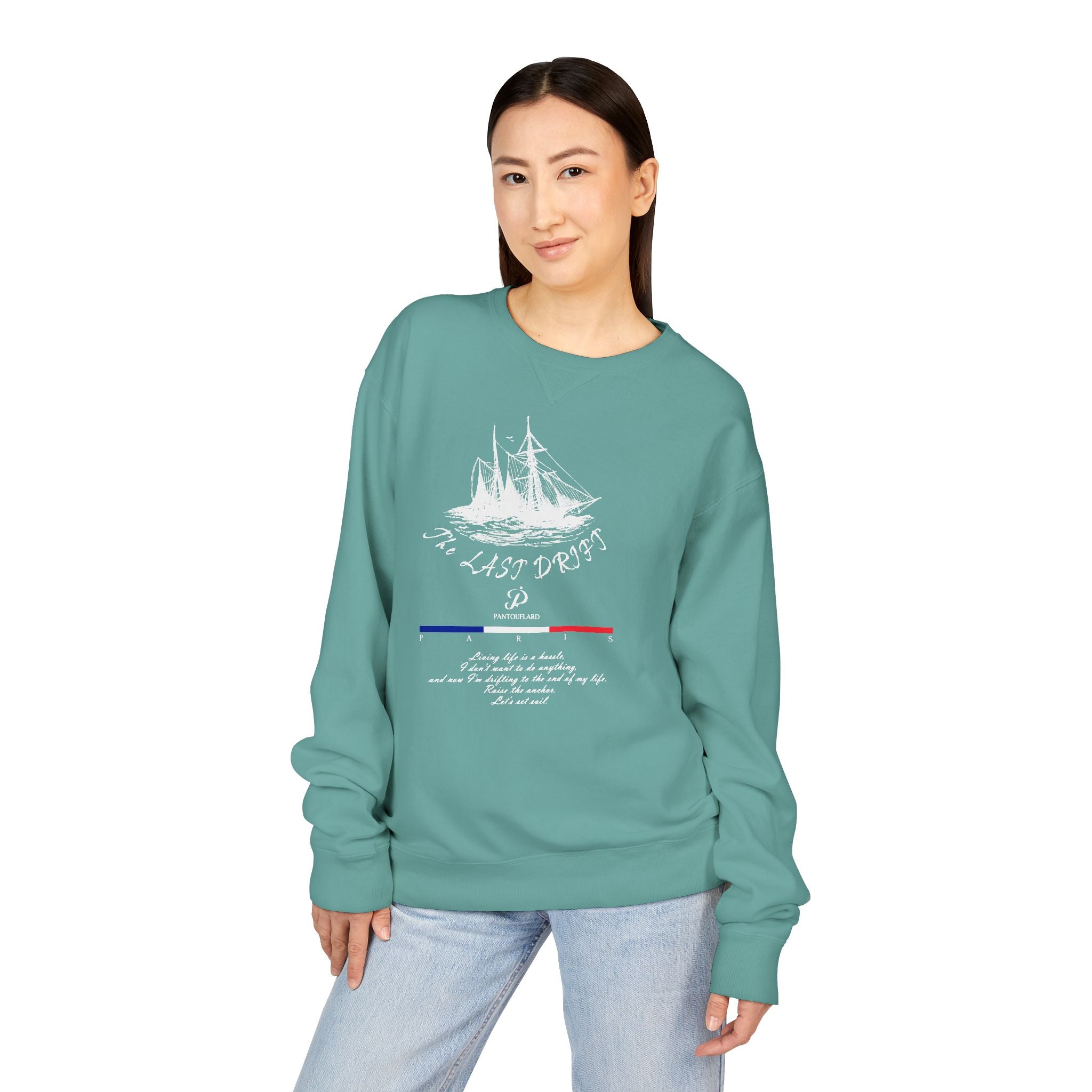 Old Money Nautical Heritage Crewneck - The Last Drift II (Paris Aesthetic Garment-Dyed Sweatshirt)