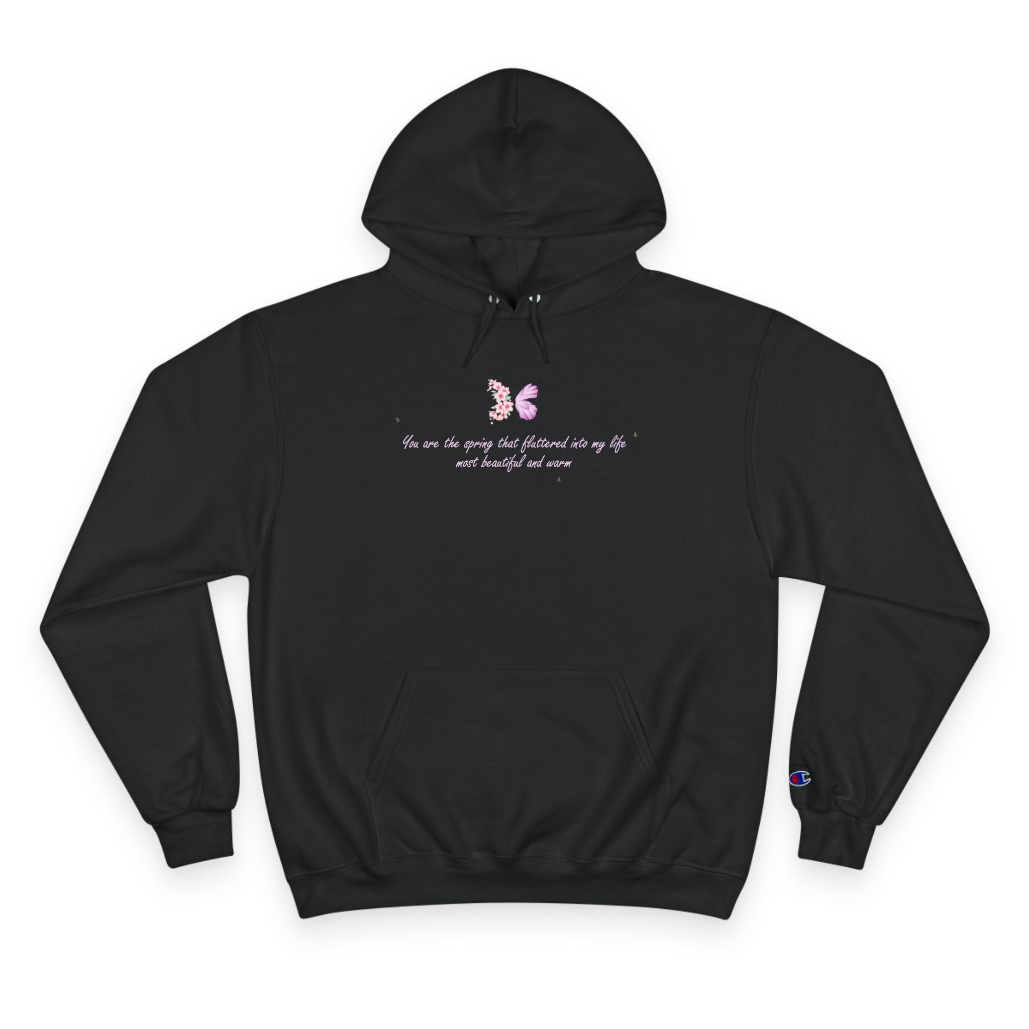 Unisex White Floral Butterfly Spring Quote Cotton Blend Champion Hoodie