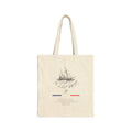 Paris Sailing Ship Print Cotton Canvas Tote Bag Natural Color