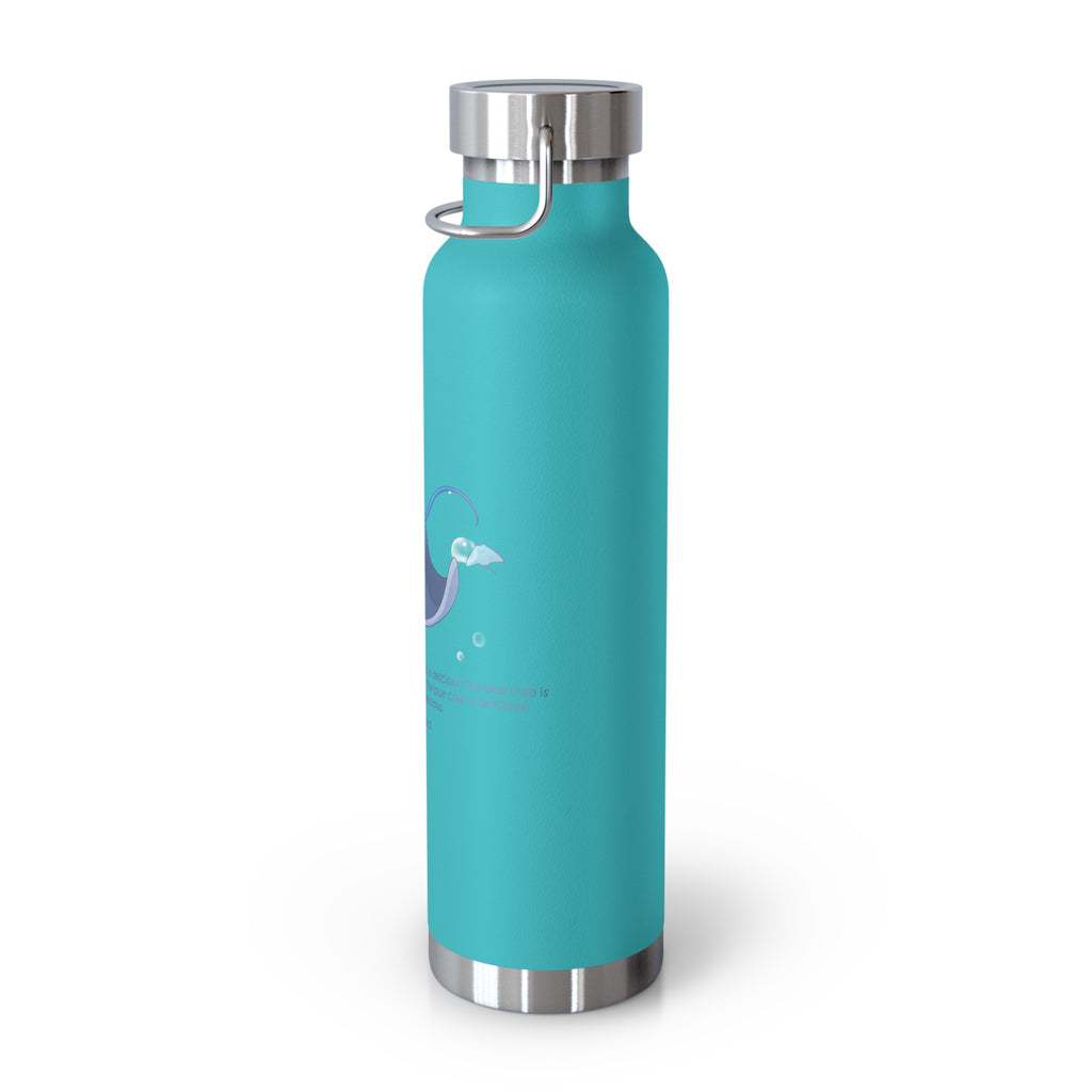 Cyan Blue Cute Stingray Eating Crab Quote 22oz Copper Vacuum Insulated Bottle