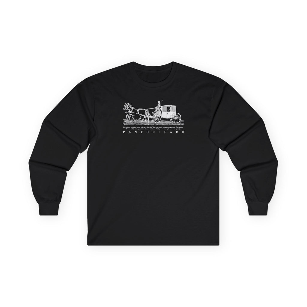 Unisex Black Pantouflard Carriage Cotton Long Sleeve Tee
