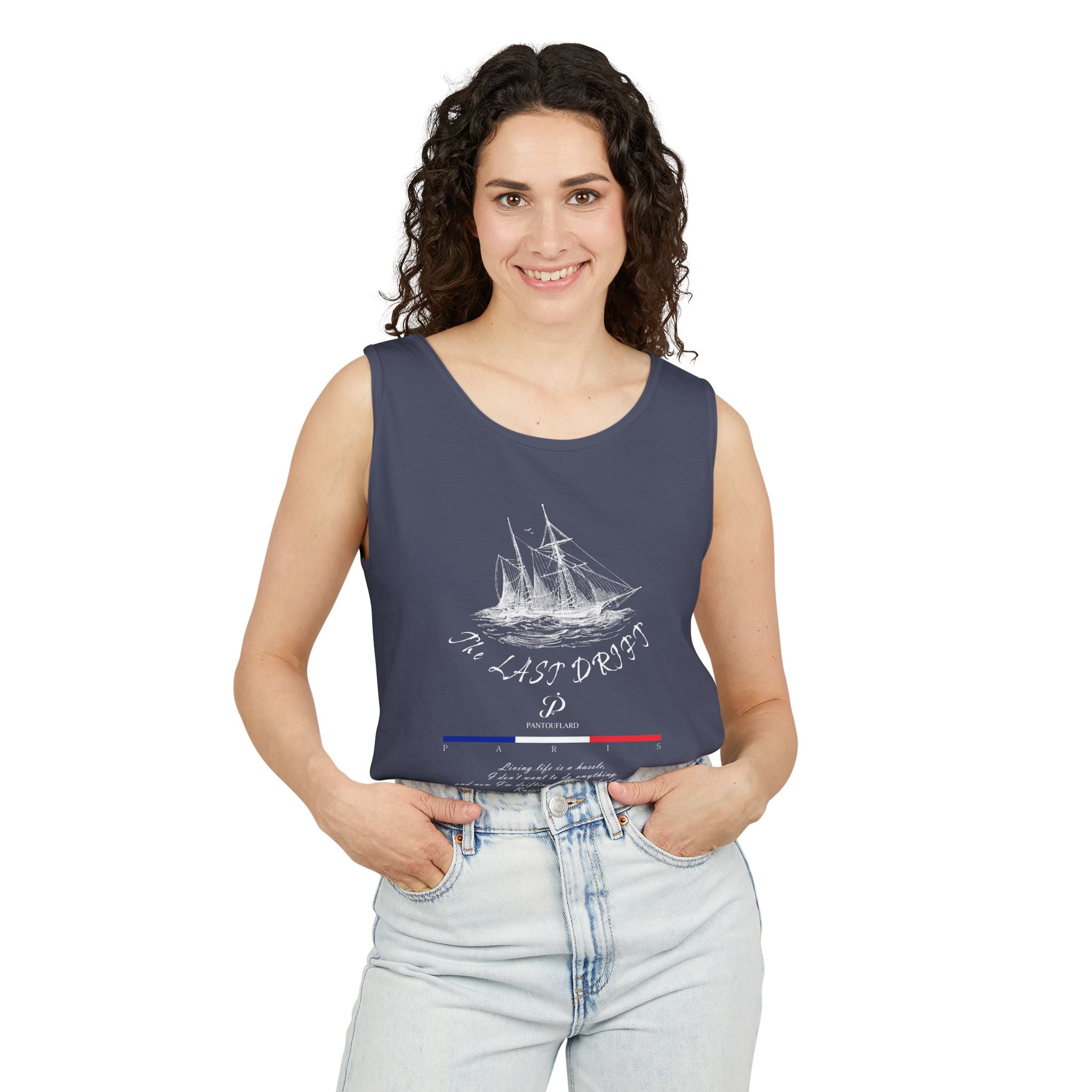 Unisex Black Last Drift Cotton Garment-Dyed Tank Top