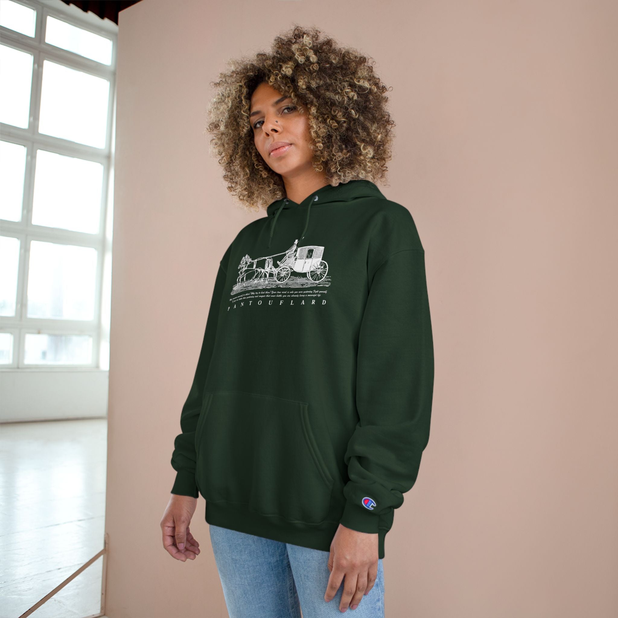 Old Money Equestrian Heritage Hoodie - The Timeless Carriage II (Champion Authentic Eco-Fleece)