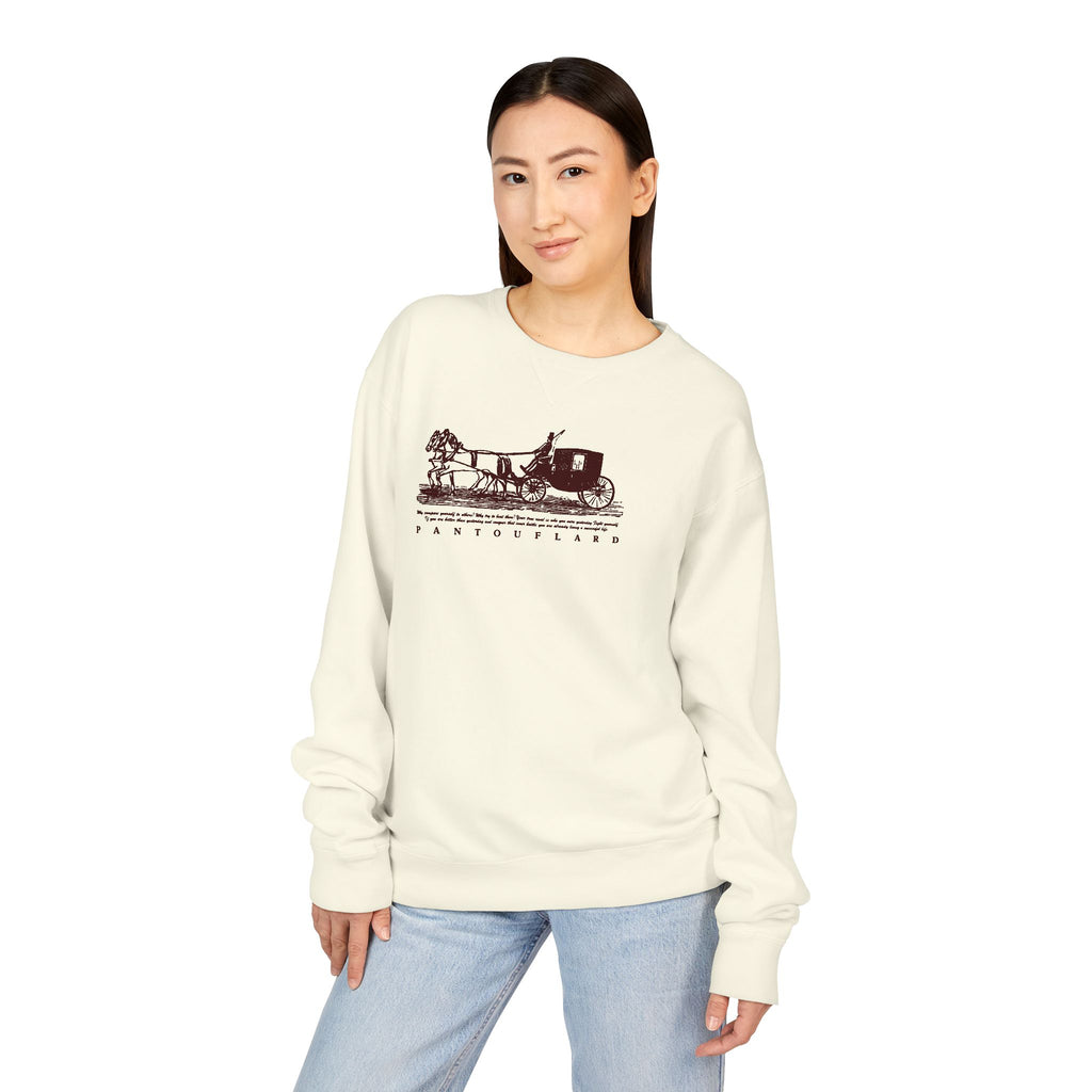 Old Money Equestrian Heritage Crewneck - The Nostalgic Journey I (Dark Academia Garment-Dyed Sweatshirt)
