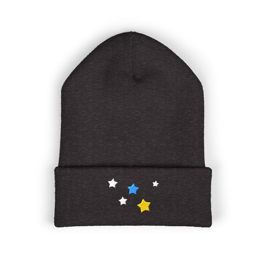 Unisex Cassiopeia Star Embroidered Acrylic Cuffed Beanie