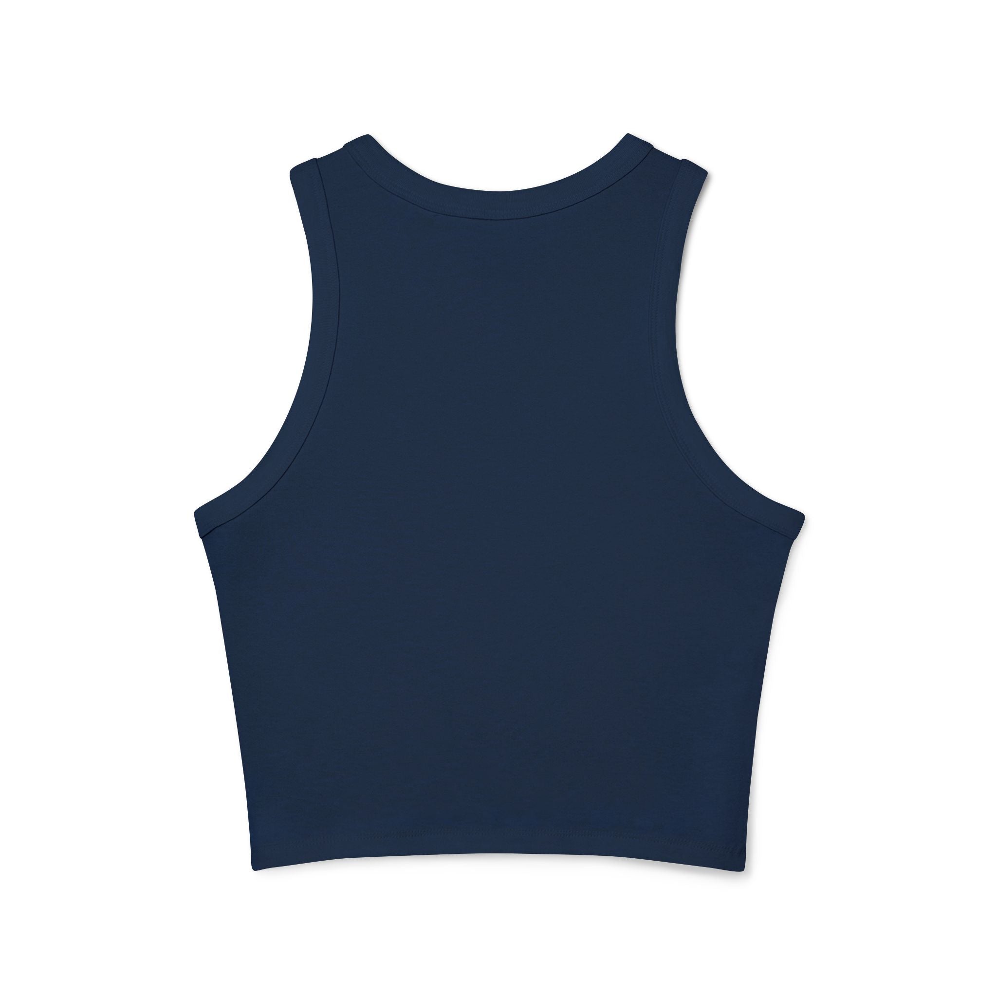 Women's Navy Blue Floral Butterfly Spring Quote Cotton Blend Racer Tank Top