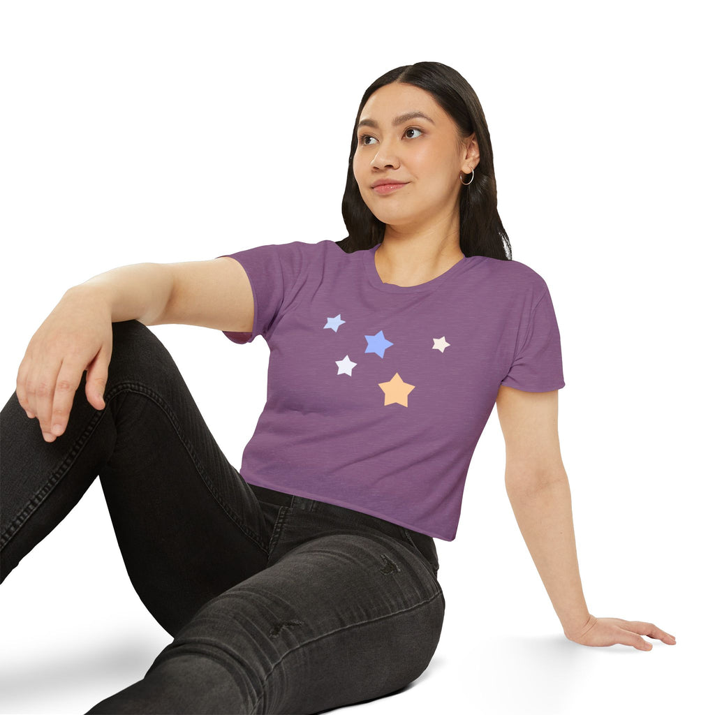 Women's Cassiopeia Constellation Graphic Crop Top - W-Shape Lightweight Festival Shirt