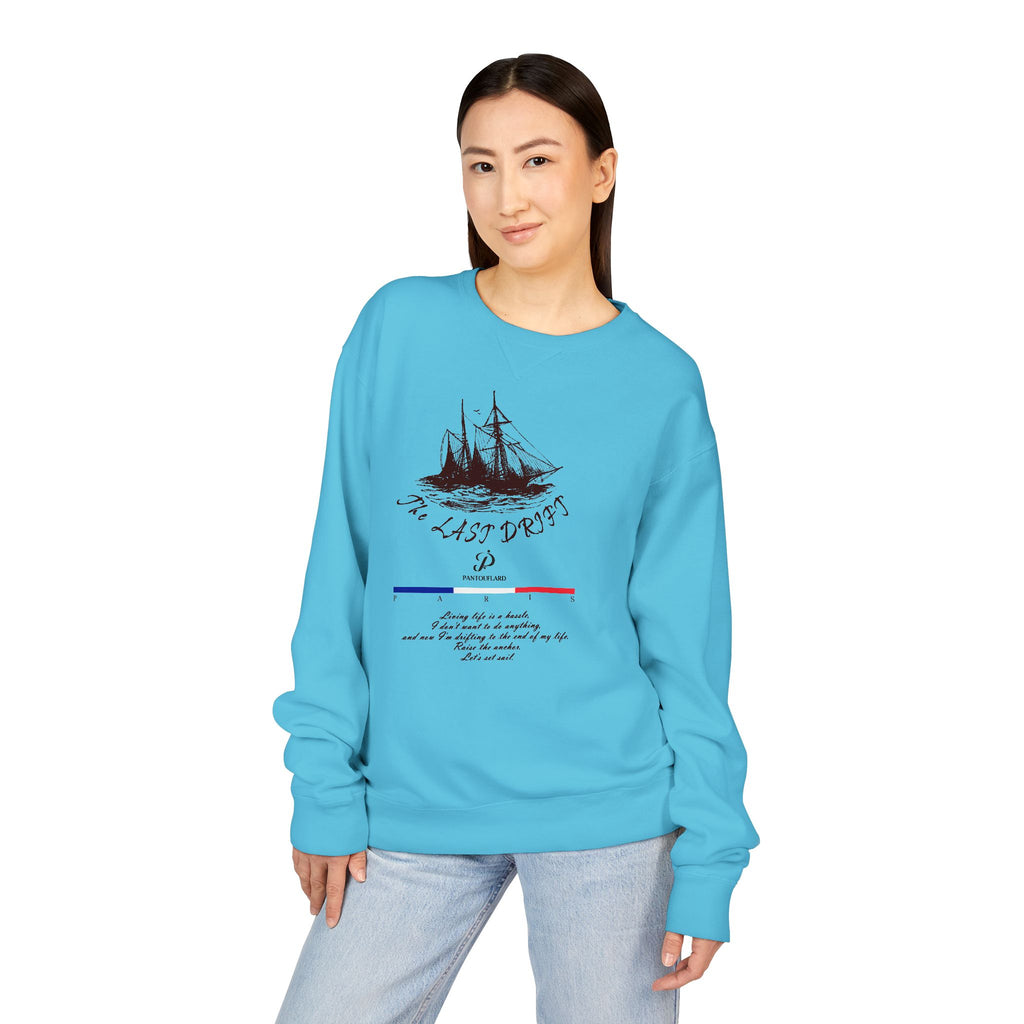 Old Money Nautical Heritage Crewneck - The Last Drift I (Paris Aesthetic Garment-Dyed Sweatshirt)