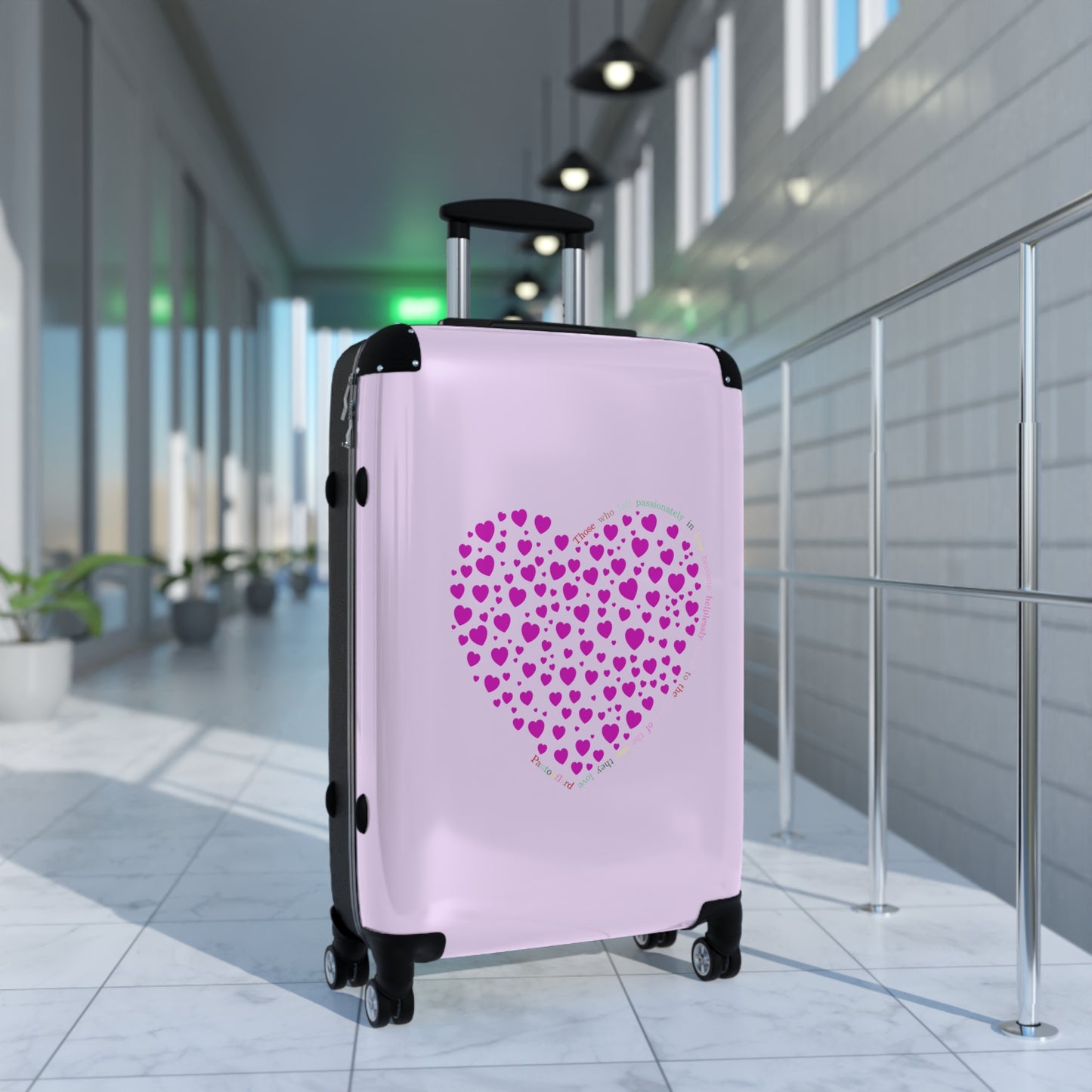 Pink Heart Design Suitcase, Travel Luggage