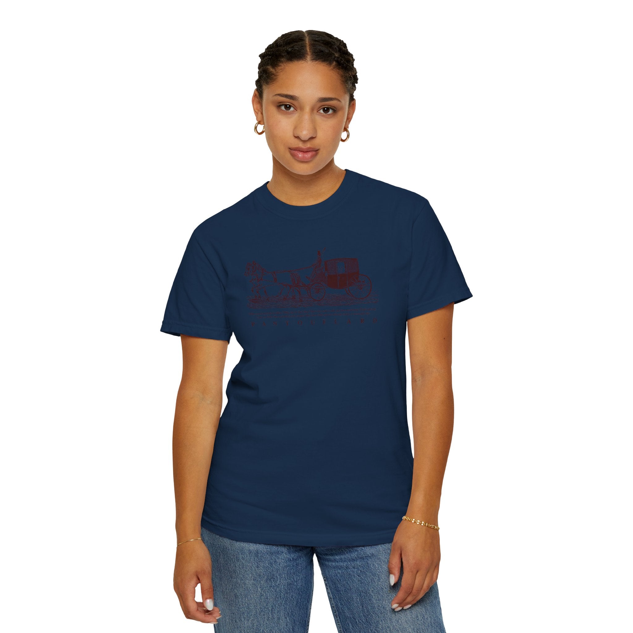 Unisex Burnt Orange Vintage Horse Carriage 100% Cotton T-shirt