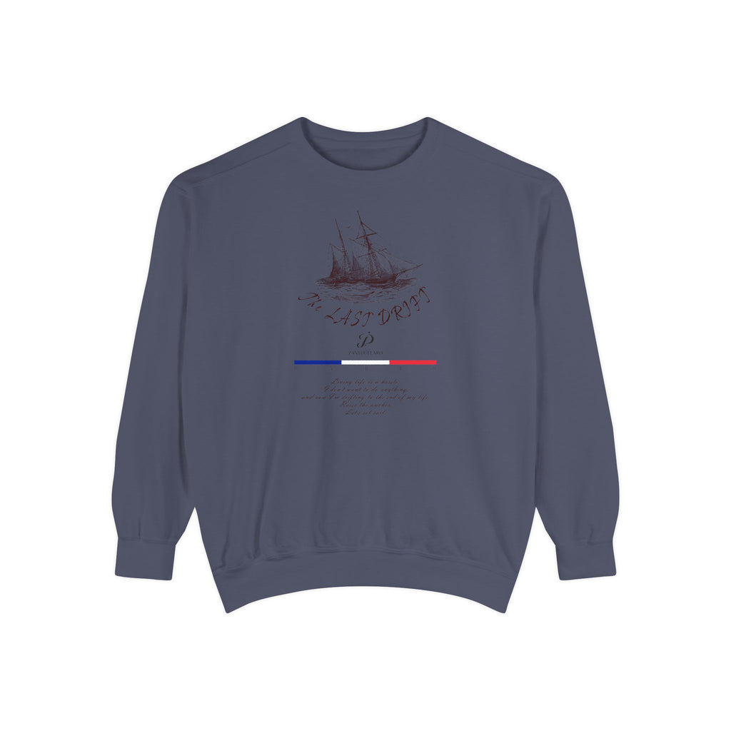 Unisex White Vintage Ship Graphic Cotton Blend Sweatshirt