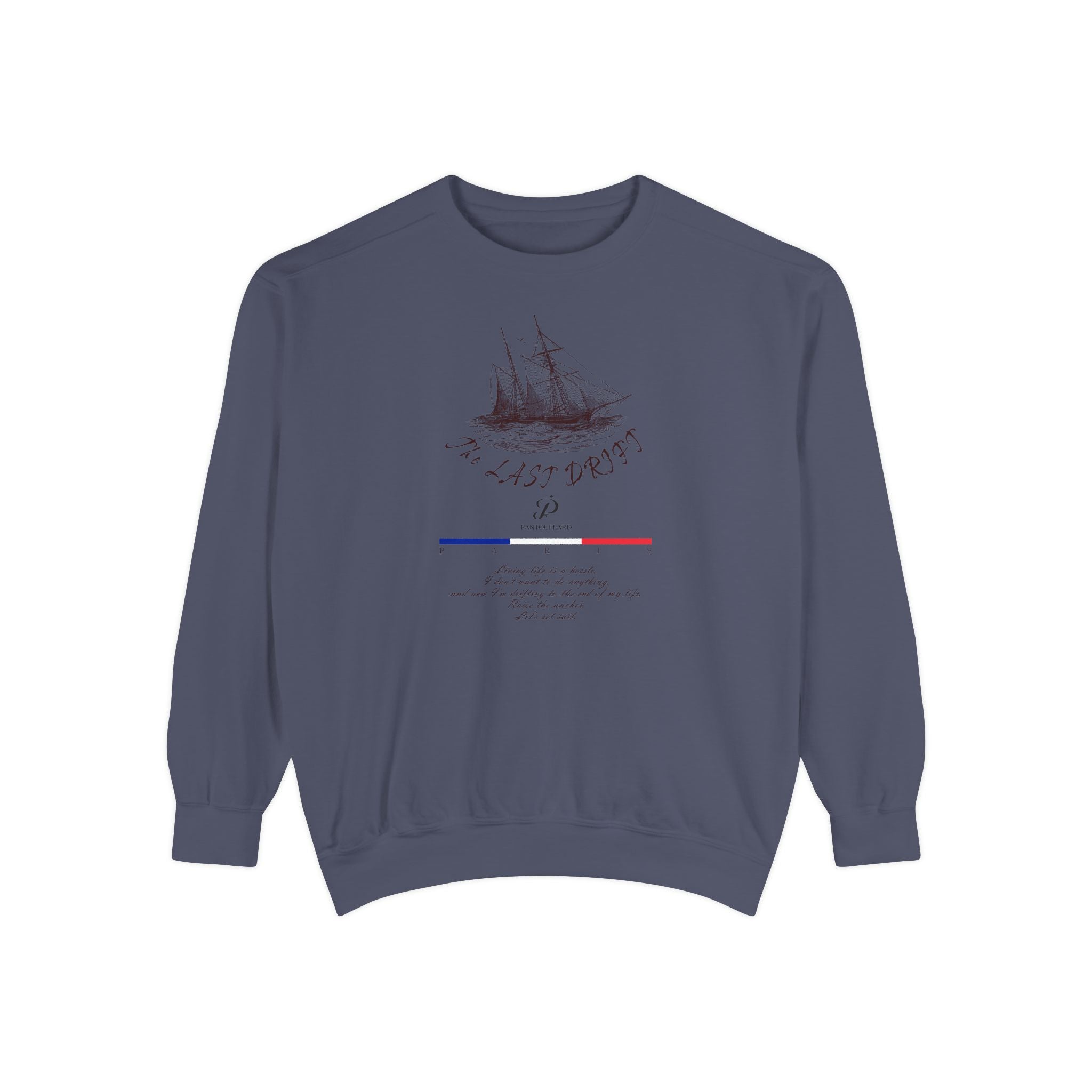 Unisex White Vintage Ship Graphic Cotton Blend Sweatshirt