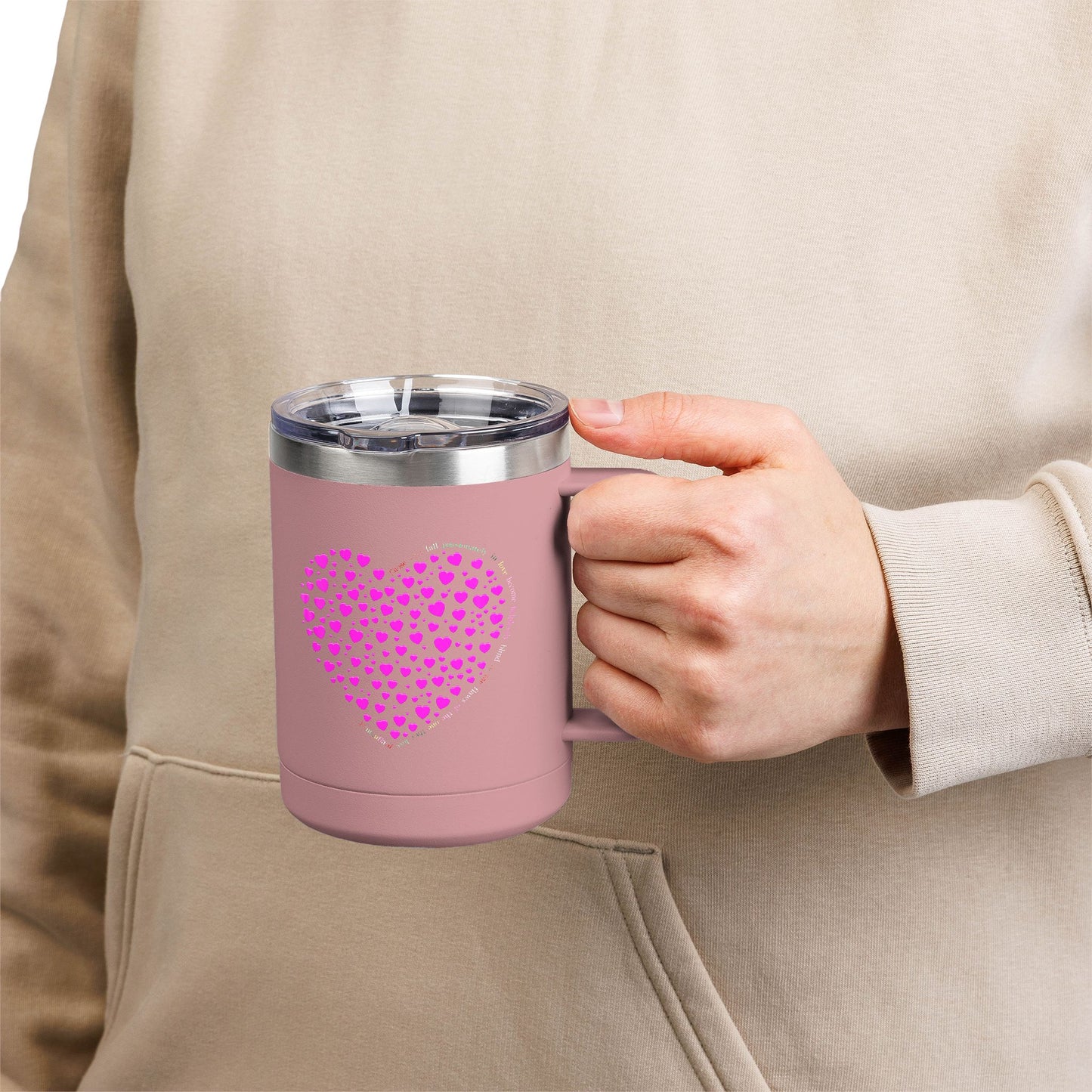 Pink Heart Coffee Mug Tumbler, Personalized Mug