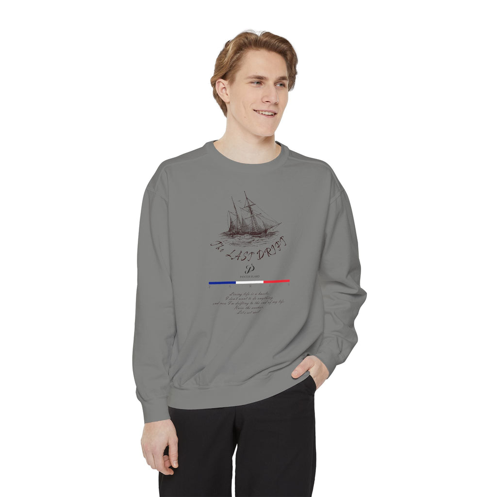 Unisex White Vintage Ship Graphic Cotton Blend Sweatshirt