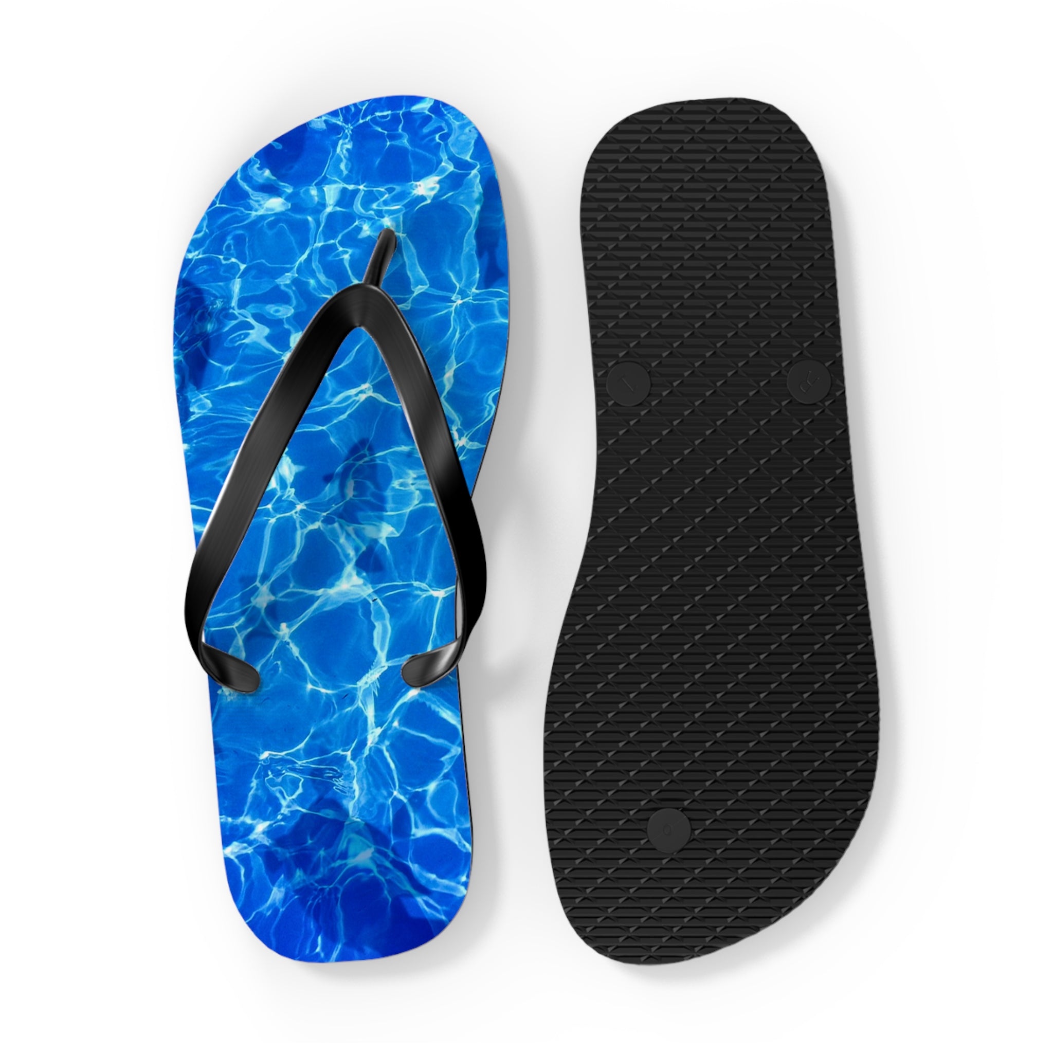 Unisex Vibrant Blue Sunlit Water Surface Fish Silhouette EVA Polyester Flip Flops