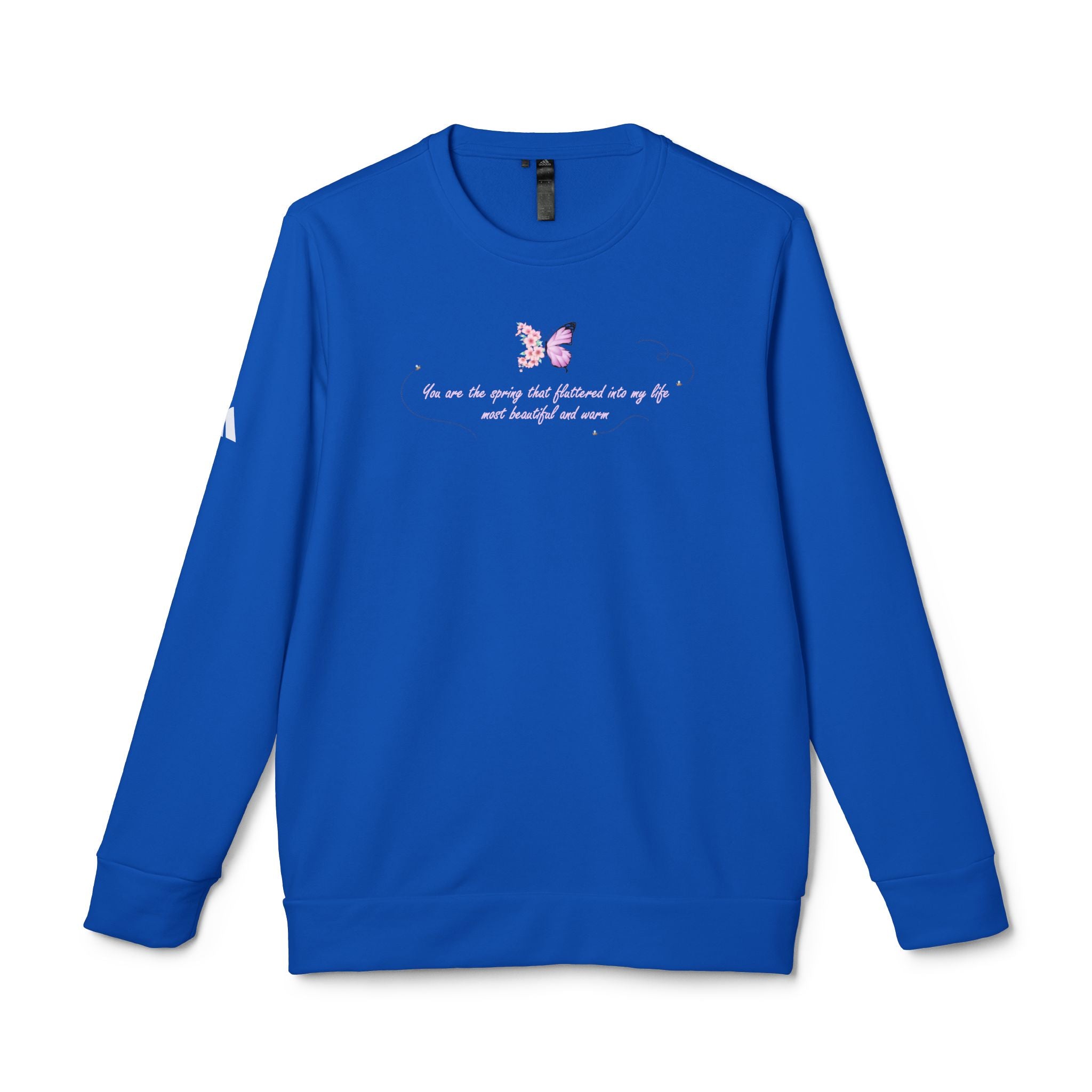 Unisex Navy Blue Floral Butterfly Spring Quote BCI Cotton Adidas Sweatshirt