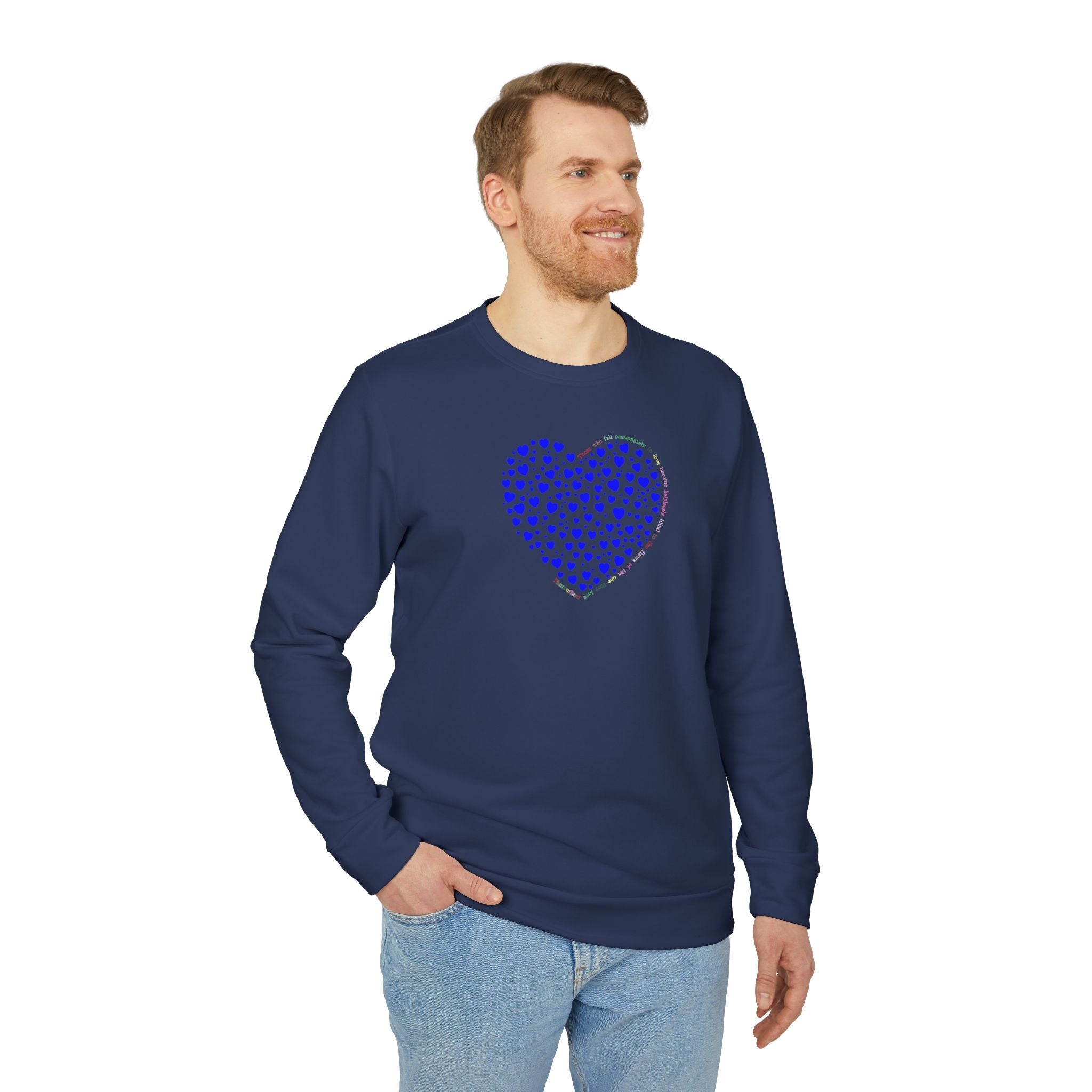 Adidas® Unisex-Sweatshirt mit Rundhalsausschnitt und blauem Herzmotiv