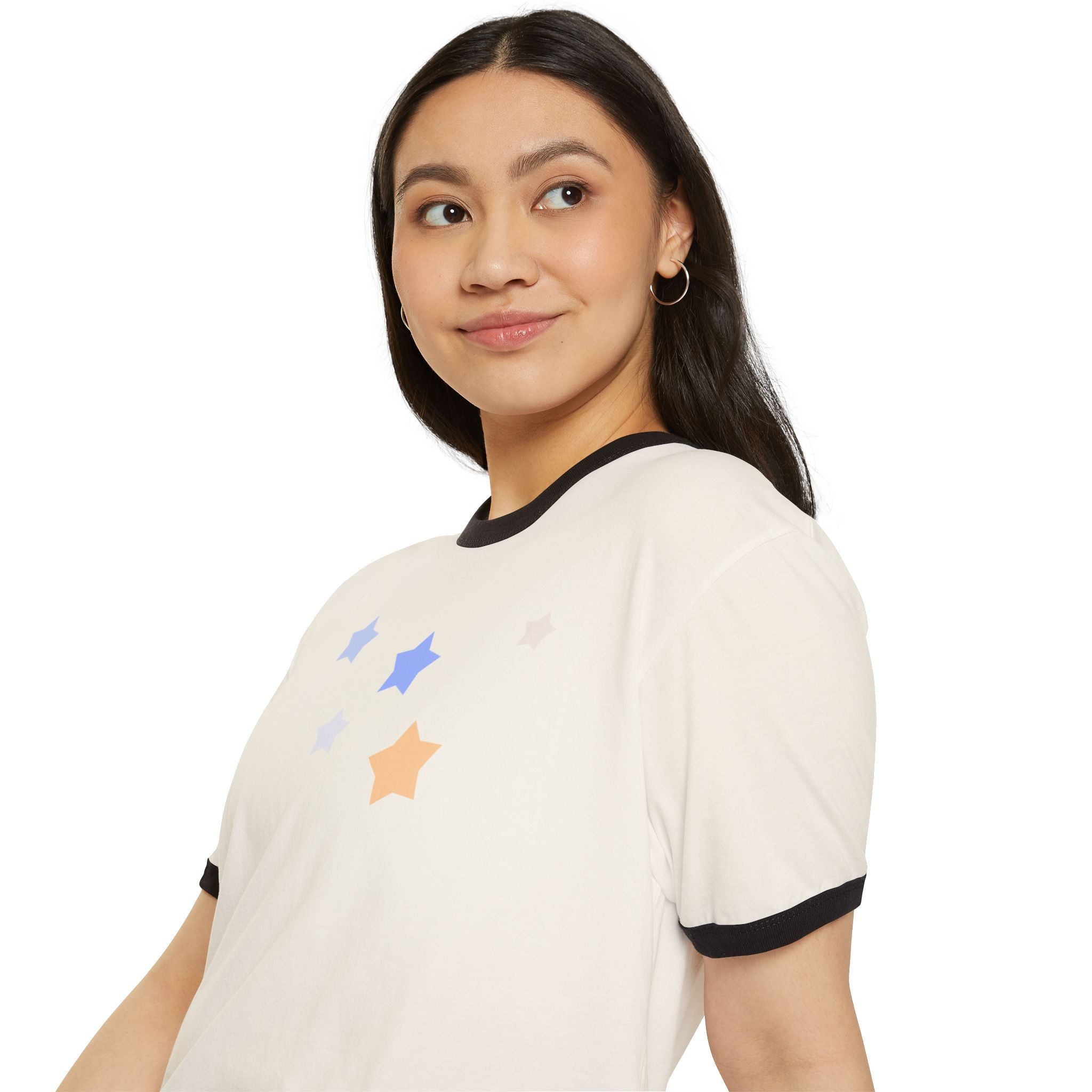 Cassiopeia Constellation Graphic Ringer T-Shirt - W-Shape Astronomy Cotton Tee