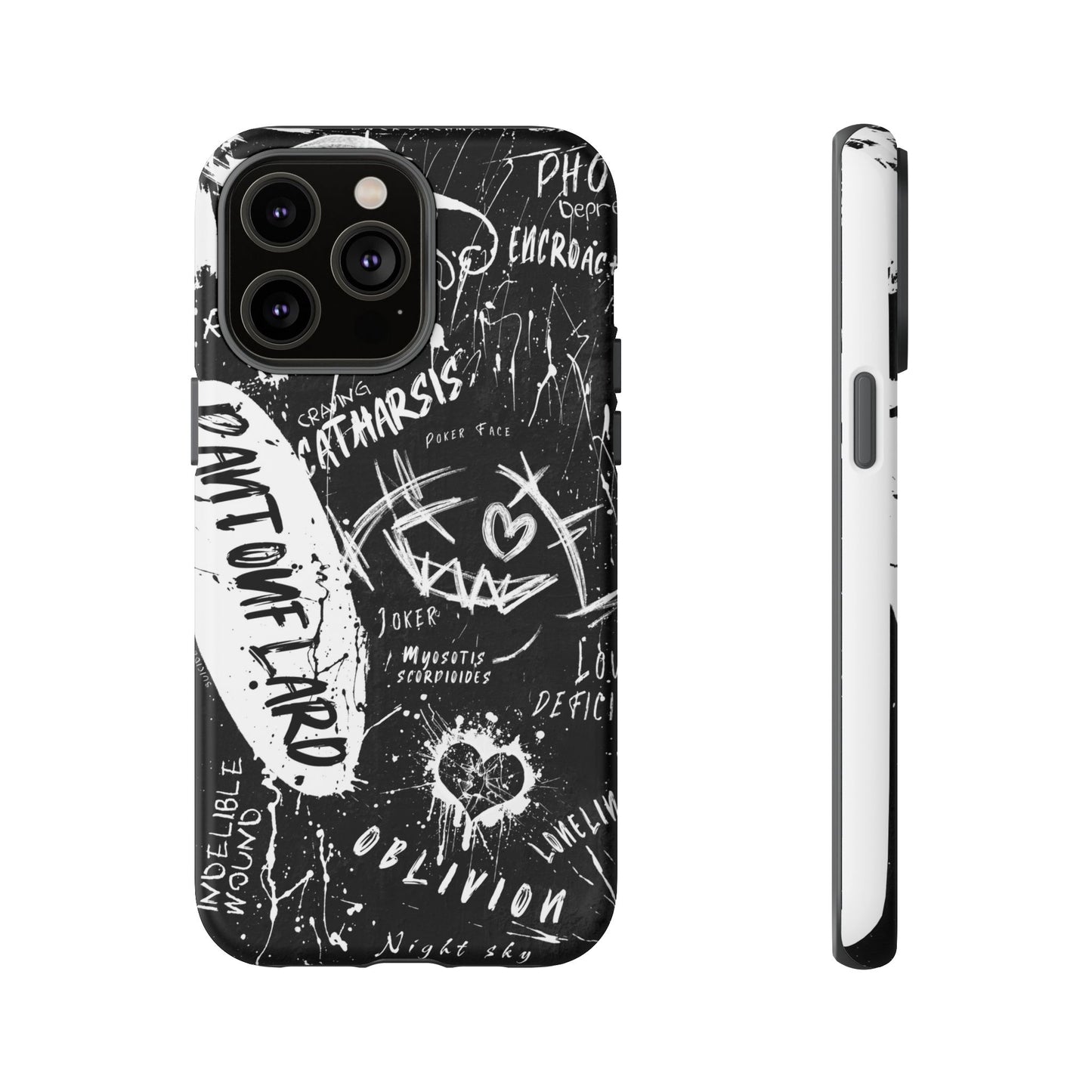 Fundas resistentes: funda atrevida para iPhone, Galaxy, Google Pixel, diseño de grafiti negro, estética urbana, regalo para amantes del arte, accesorios de teléfono modernos, estilo callejero