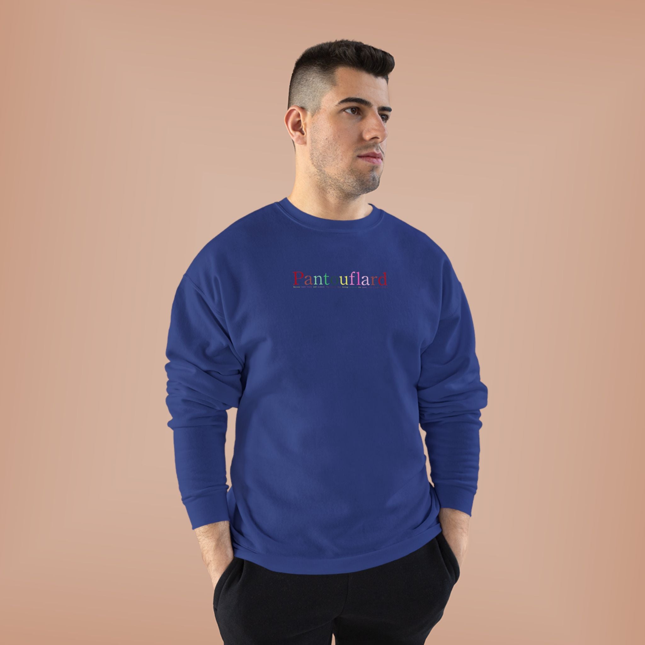 Sustainable Pantouflard Logo Crewneck - Hanes EcoSmart Fleece Sweatshirt (Essential Streetwear)