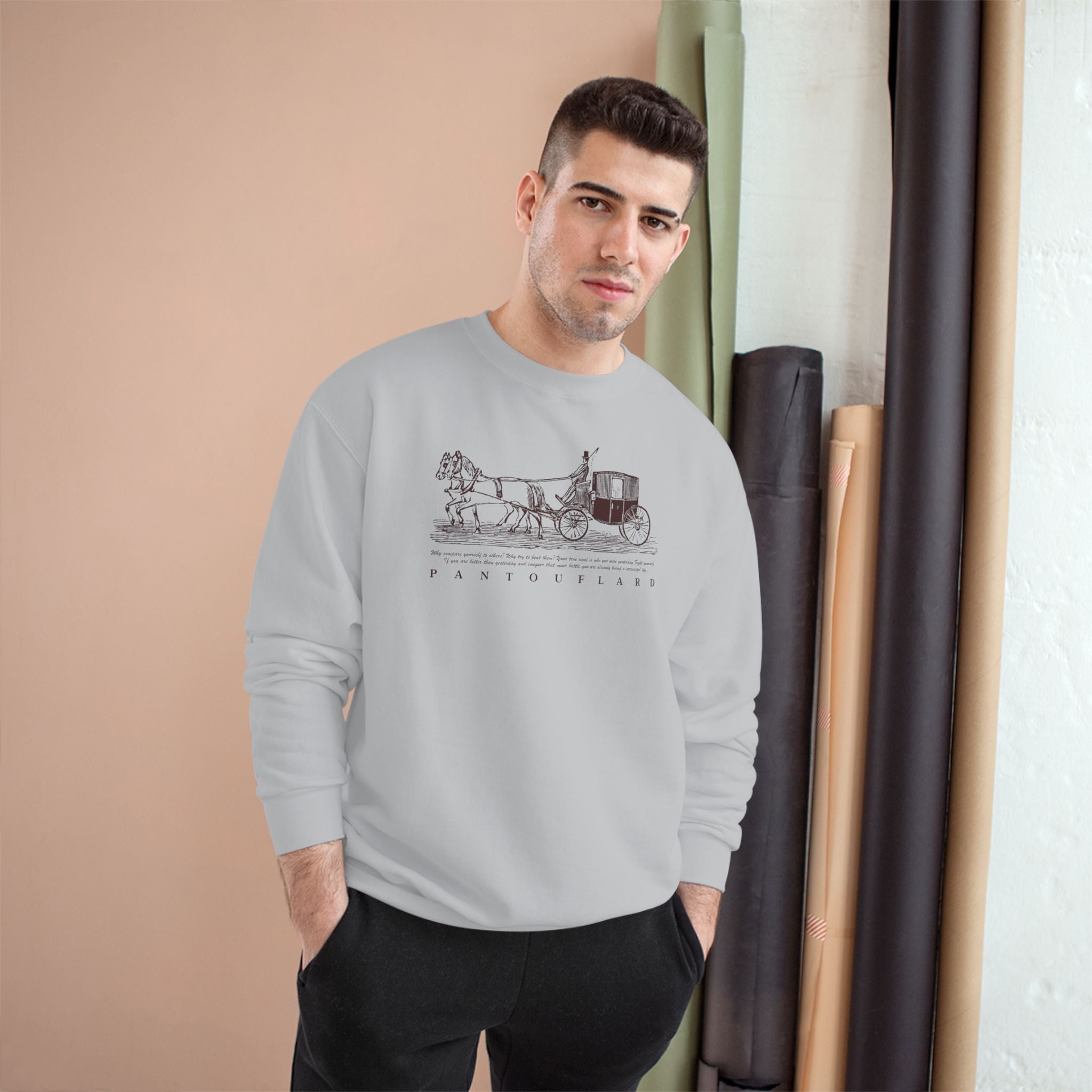 Old Money Equestrian Champion Crewneck - Royal Burgundy Carriage (Authentic Varsity Heritage)