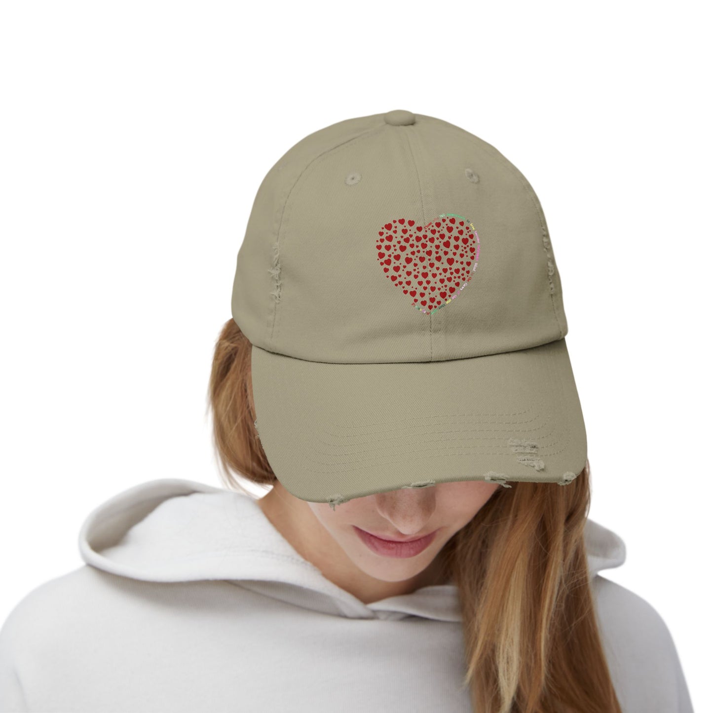 Distressed Red Heart Cap, Casual Hat