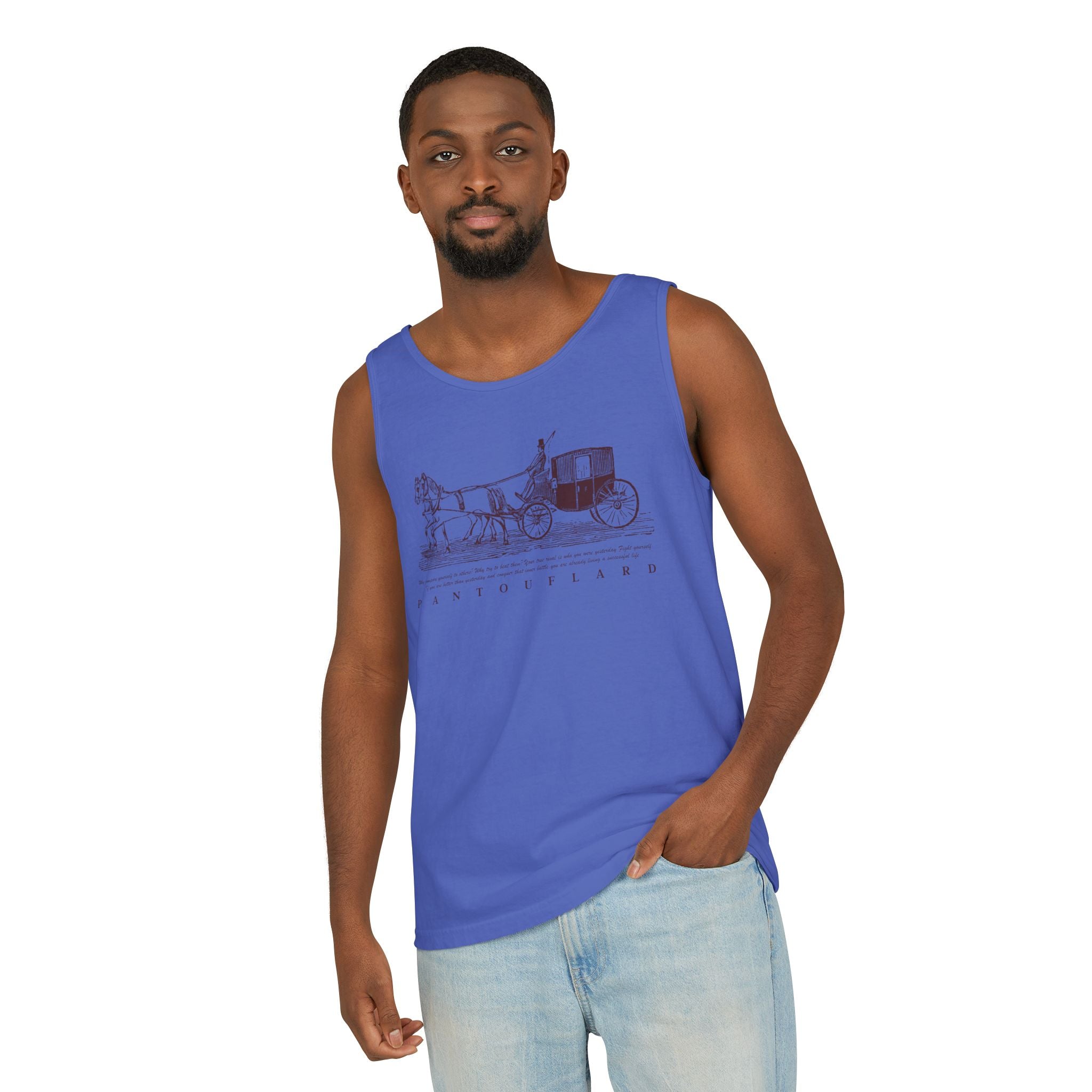 Unisex Brick Red Pantouflard Carriage Cotton Garment-Dyed Tank Top