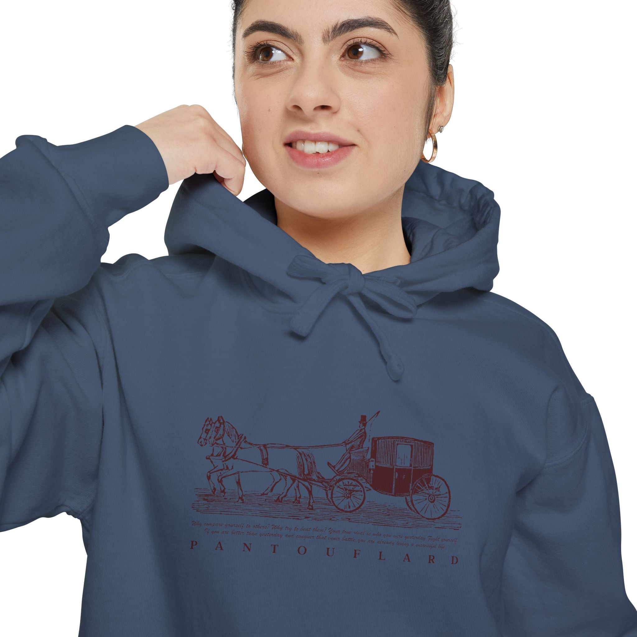 Old Money Equestrian Heritage Hoodie - The Heritage Carriage I (Premium Garment-Dyed Heavyweight Fleece)