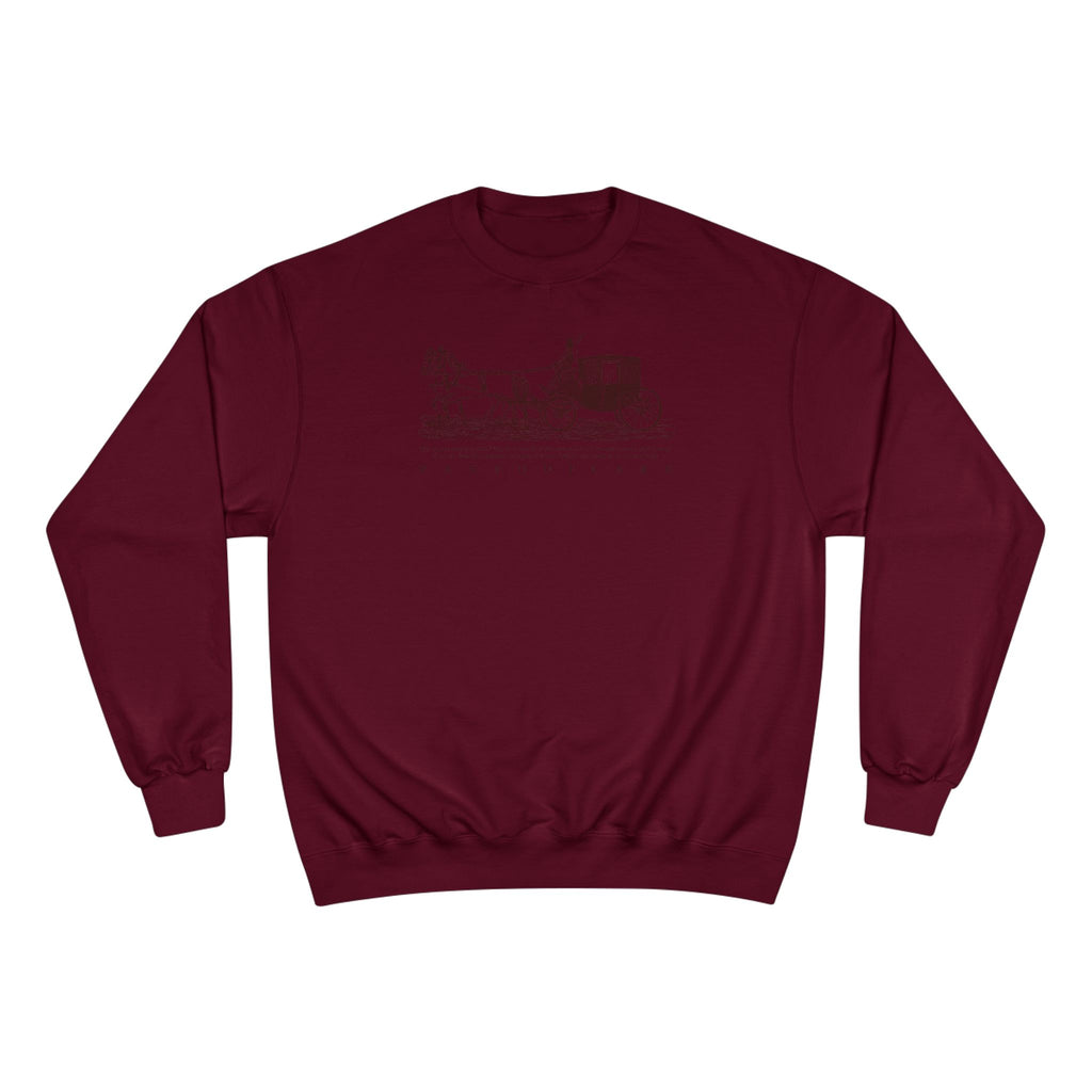 Old Money Equestrian Champion Crewneck - Royal Burgundy Carriage (Authentic Varsity Heritage)