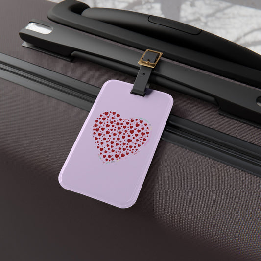 Red Heart Mosaic Luggage Tag, Personalized Travel Accessory, Unique Suitcase Identifier