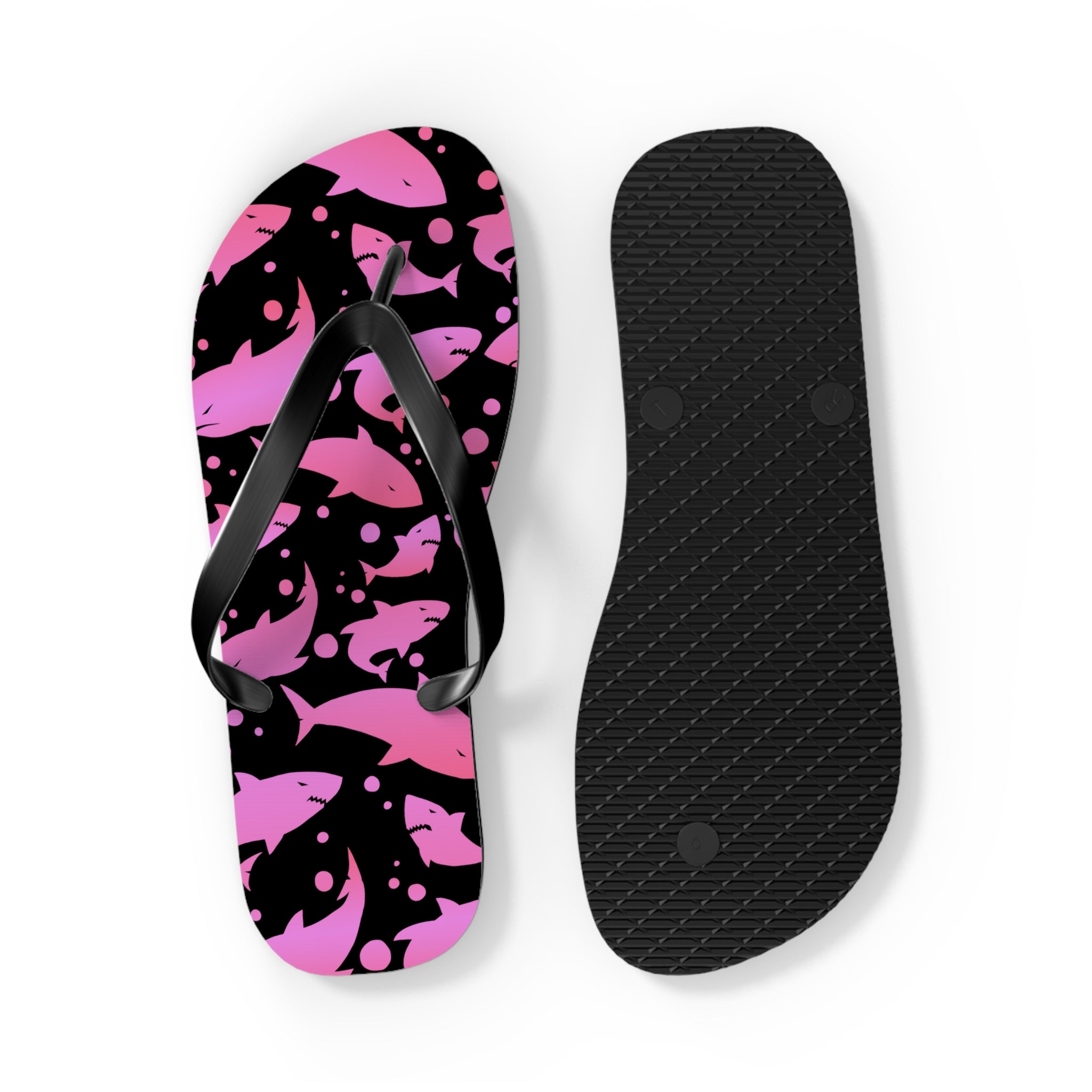 Men's/Women's Pink Shark Flip Flops - Graphic Thong Sandals