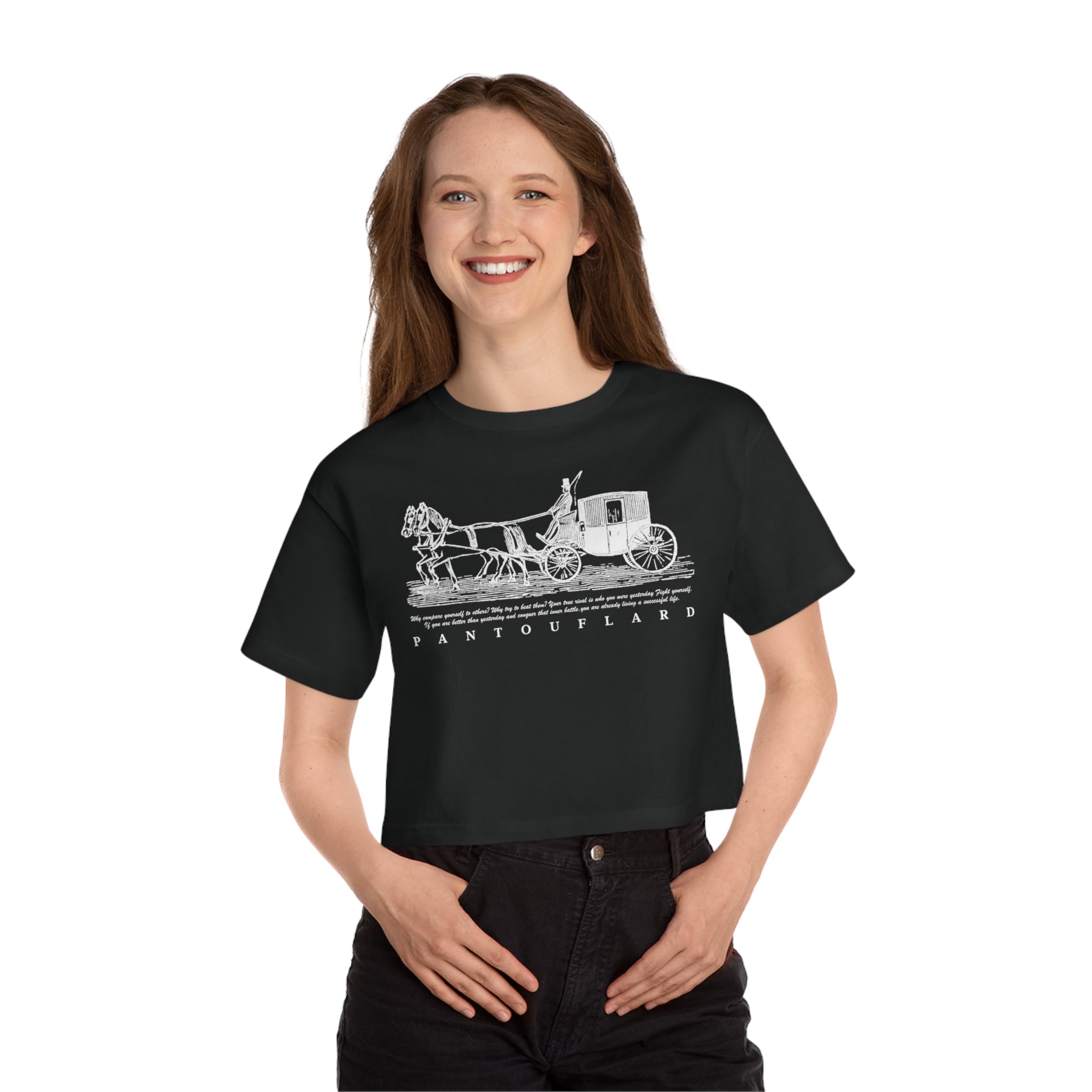 Old Money Equestrian Cropped Tee - The Timeless Carriage II (Champion Heritage T453W)