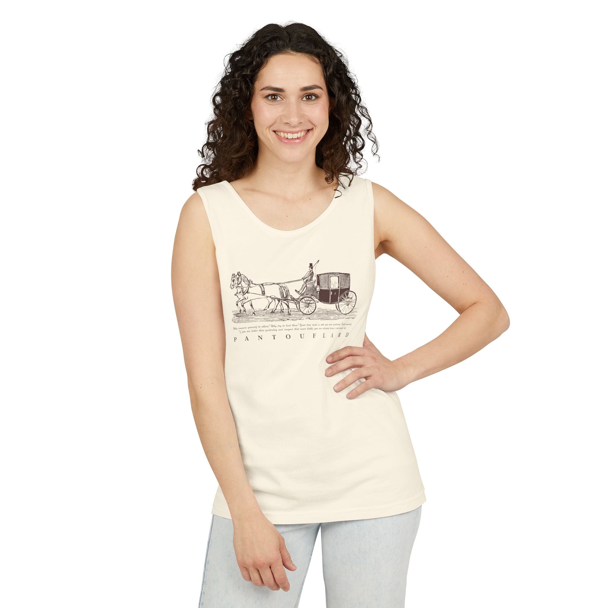 Unisex Brick Red Pantouflard Carriage Cotton Garment-Dyed Tank Top