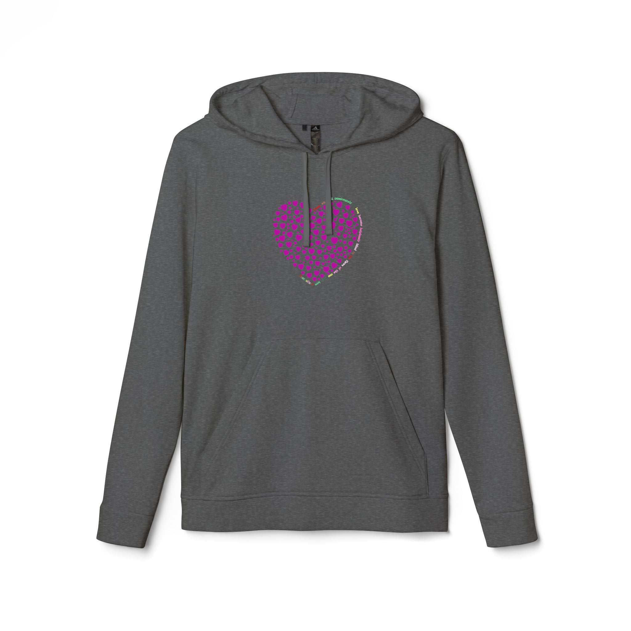 Sudadera con capucha de forro polar para hombre y mujer Adidas® con diseño de corazón rosa