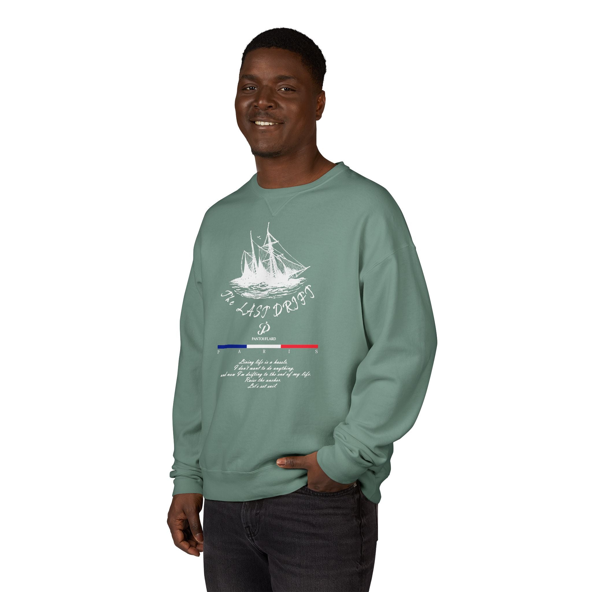 Old Money Nautical Heritage Crewneck - The Last Drift II (Paris Aesthetic Garment-Dyed Sweatshirt)