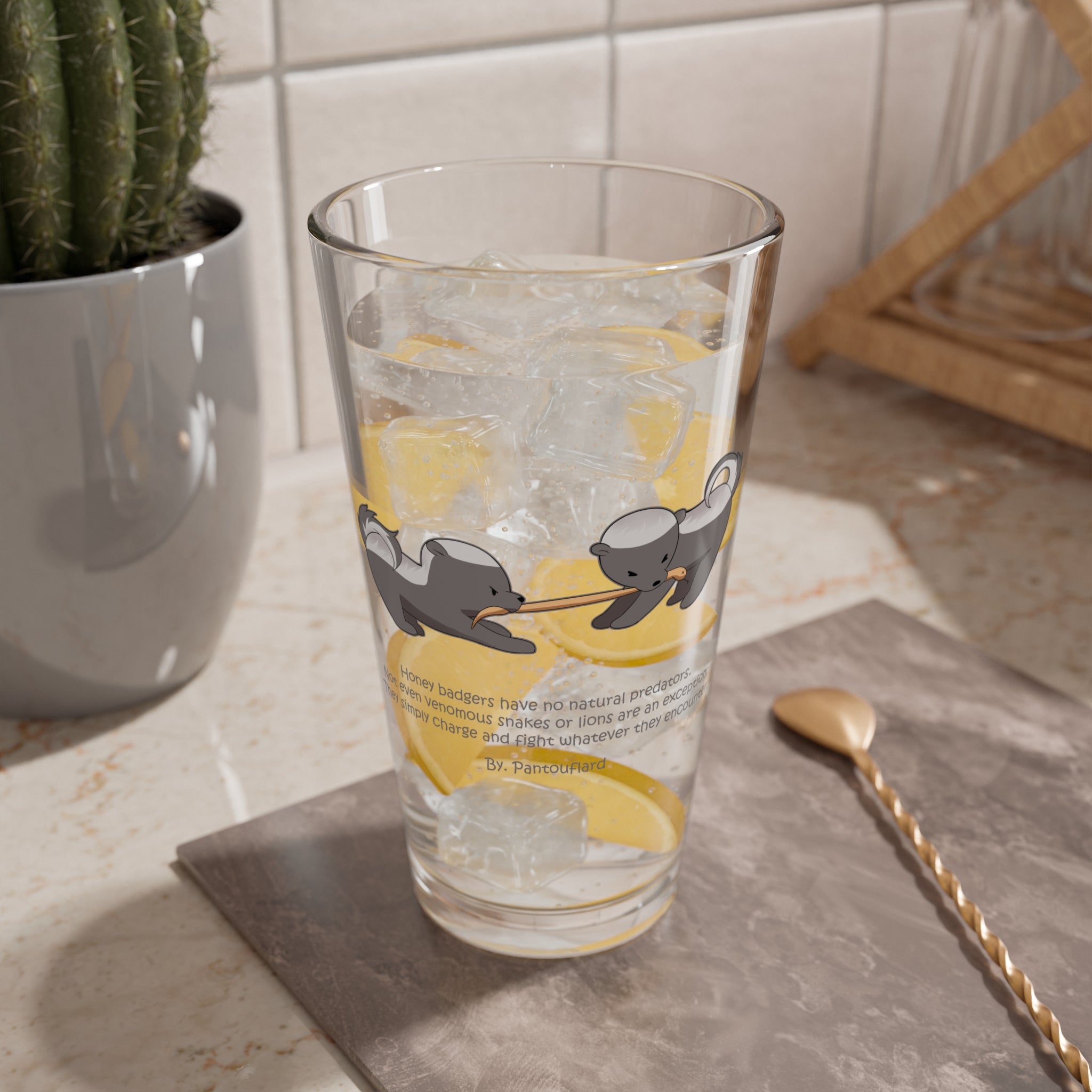 Clear Pantouflard 'Fearless Honey Badger' Solid Glass Mixer