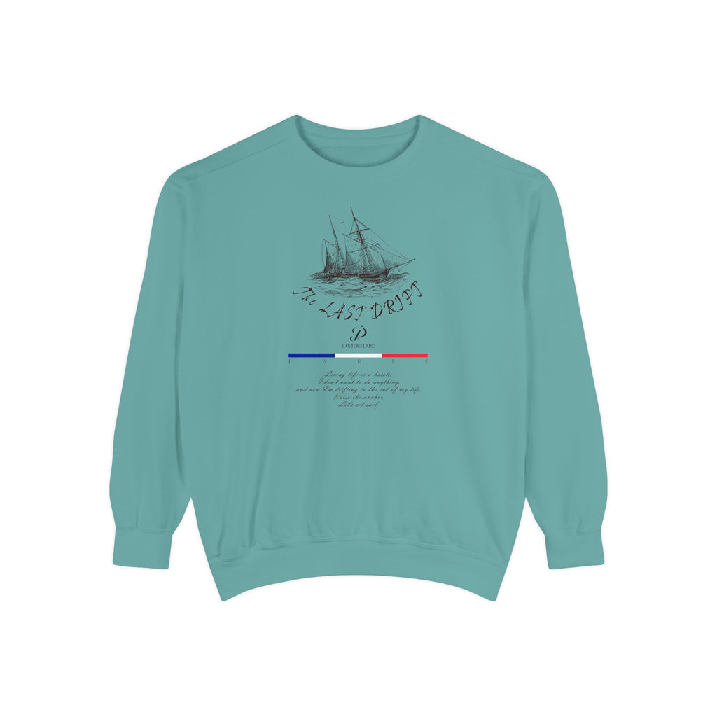 Unisex White Vintage Ship Graphic Cotton Blend Sweatshirt