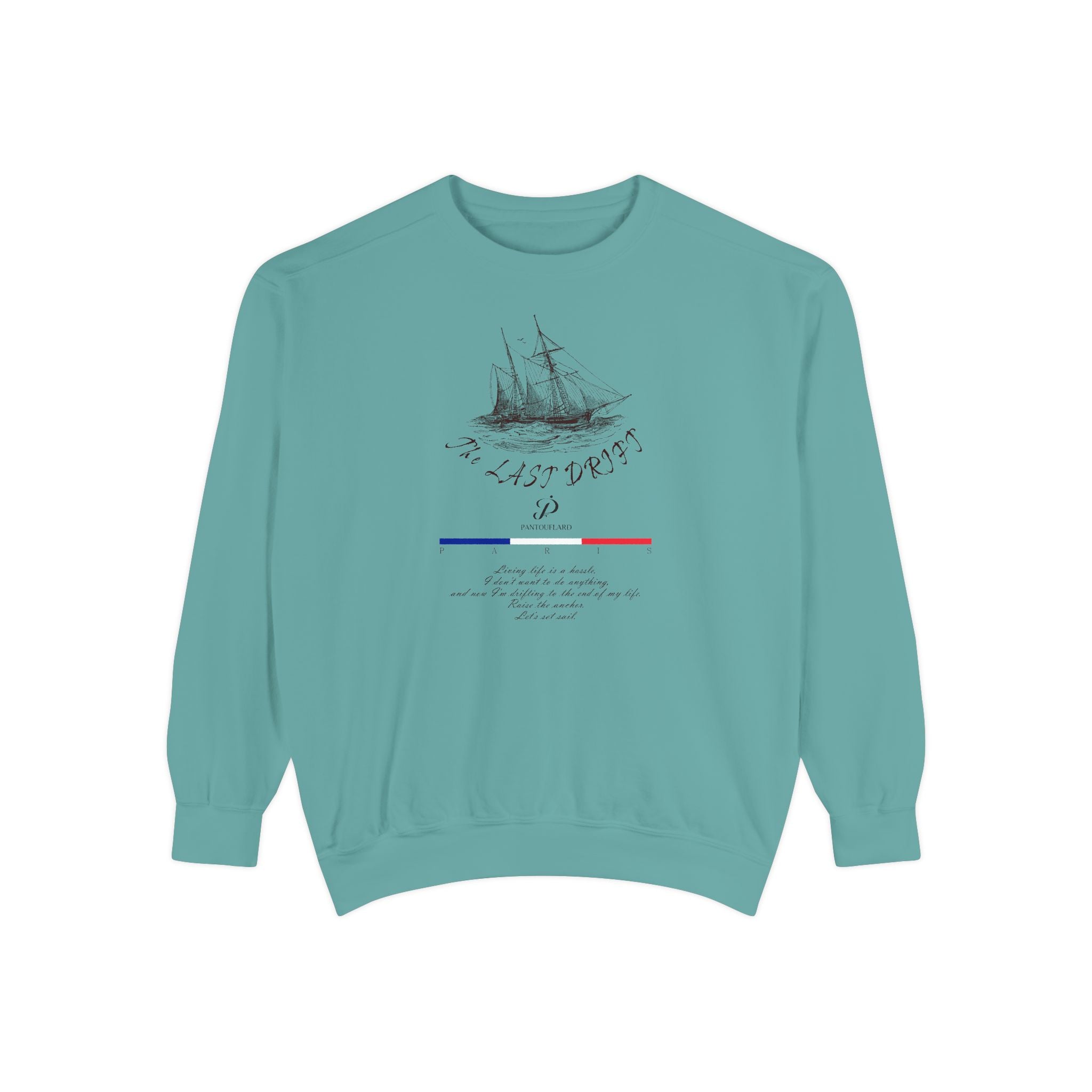 Unisex White Vintage Ship Graphic Cotton Blend Sweatshirt