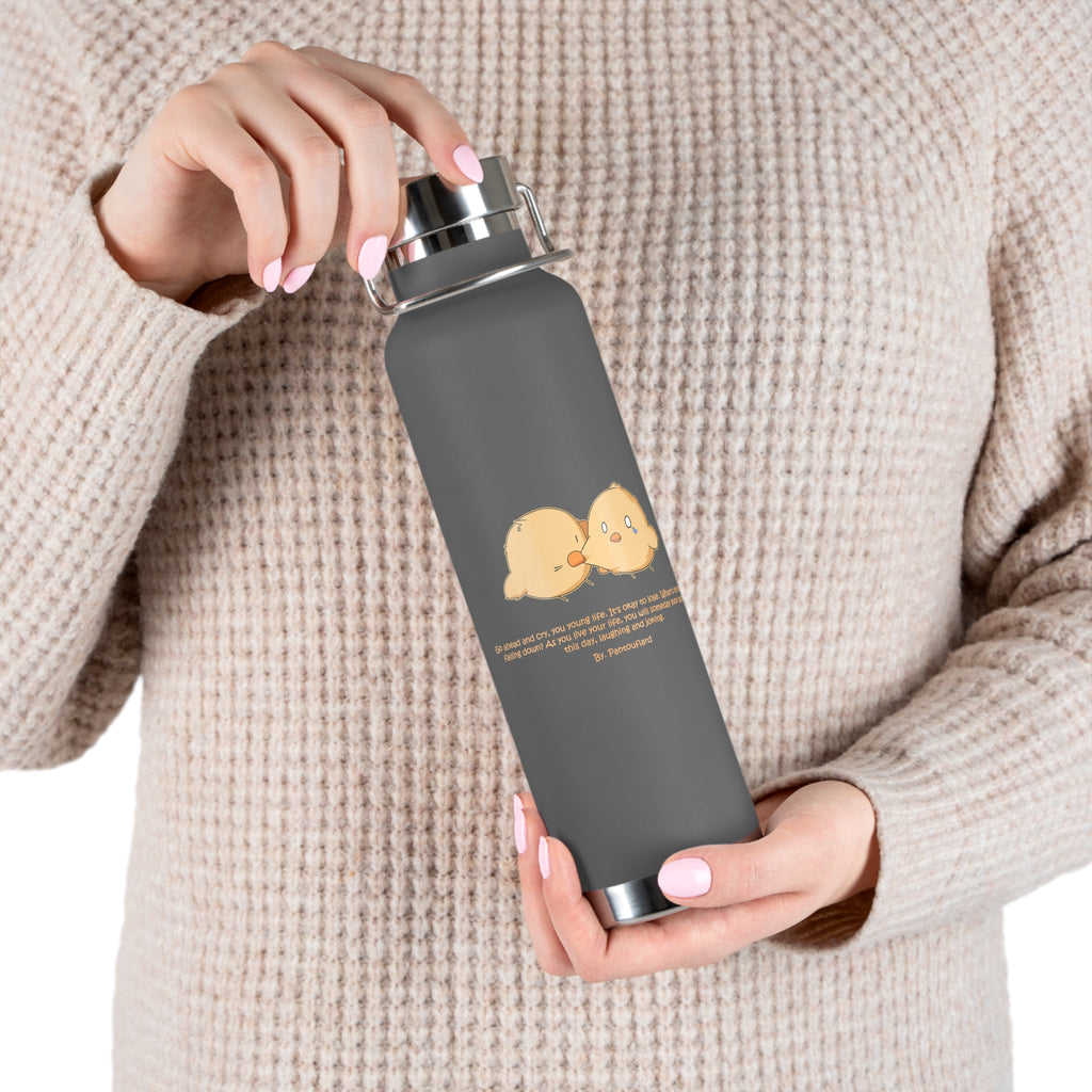 Navy Blue Cute Biting Chicks Quote 22oz Copper Vacuum Insulated Bottle
