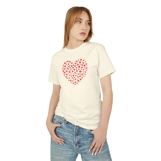 Bright Red Heart Unisex Heavyweight Cotton Shirt