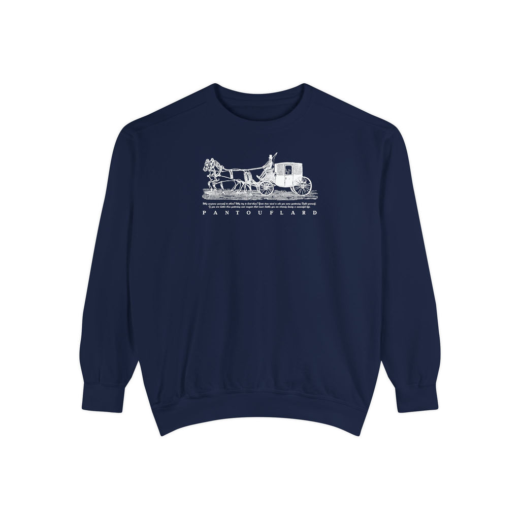 Unisex Navy Vintage Carriage Graphic Cotton Blend Sweatshirt